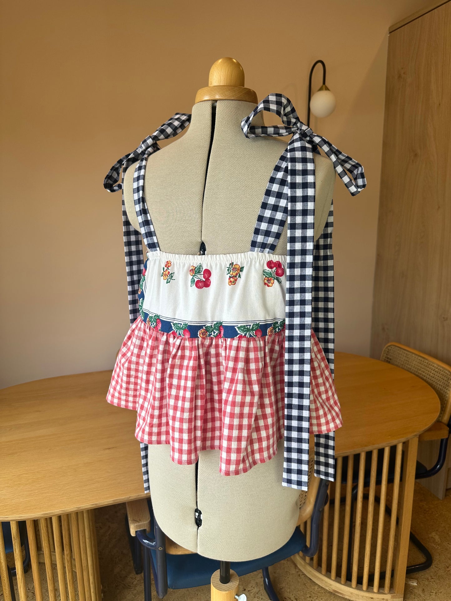 Strawberries and Check Etta Tie Strap Top Size 1 (UK 6-8)