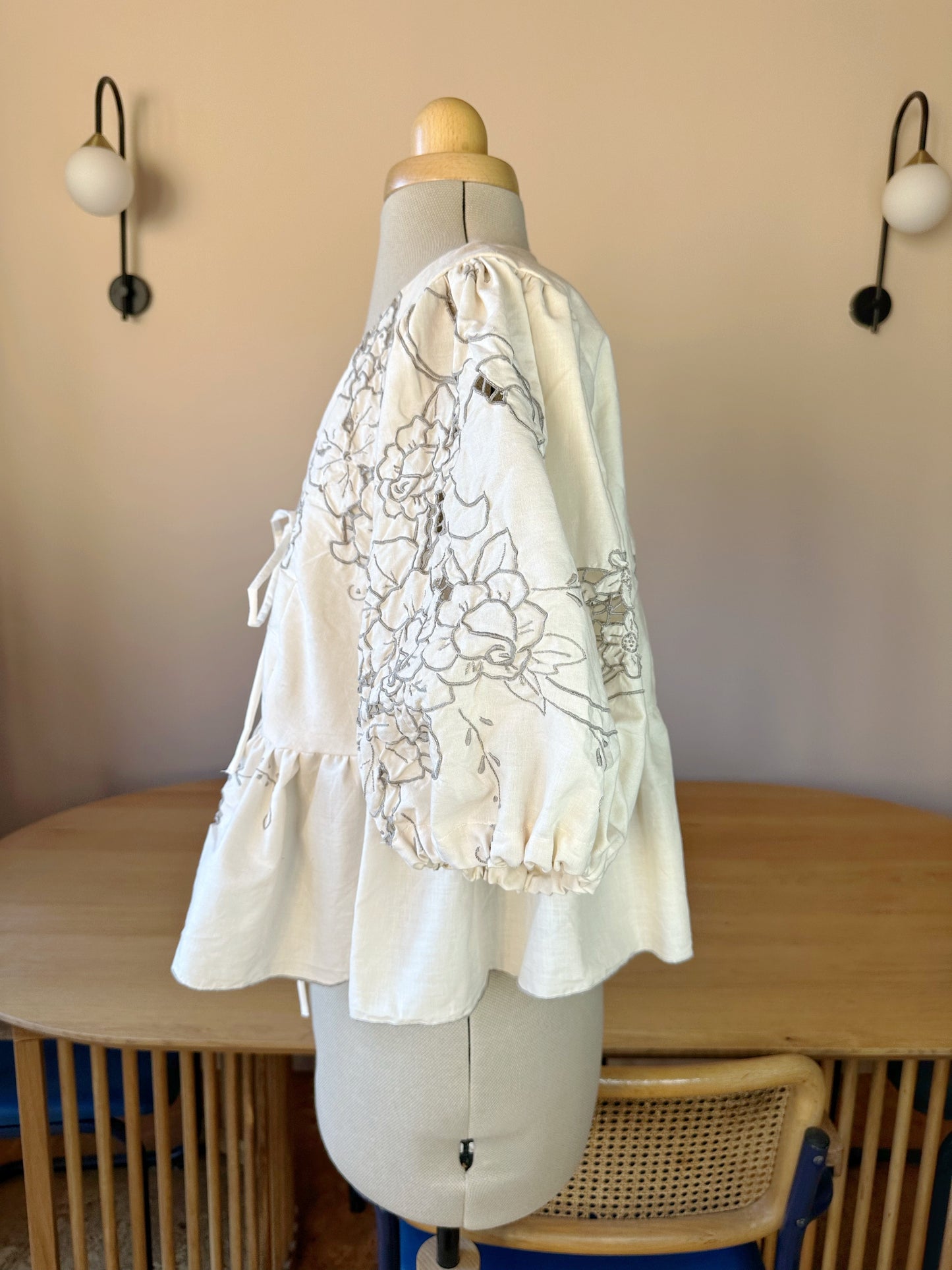 Embroidered Tie Front Top Size 14-16