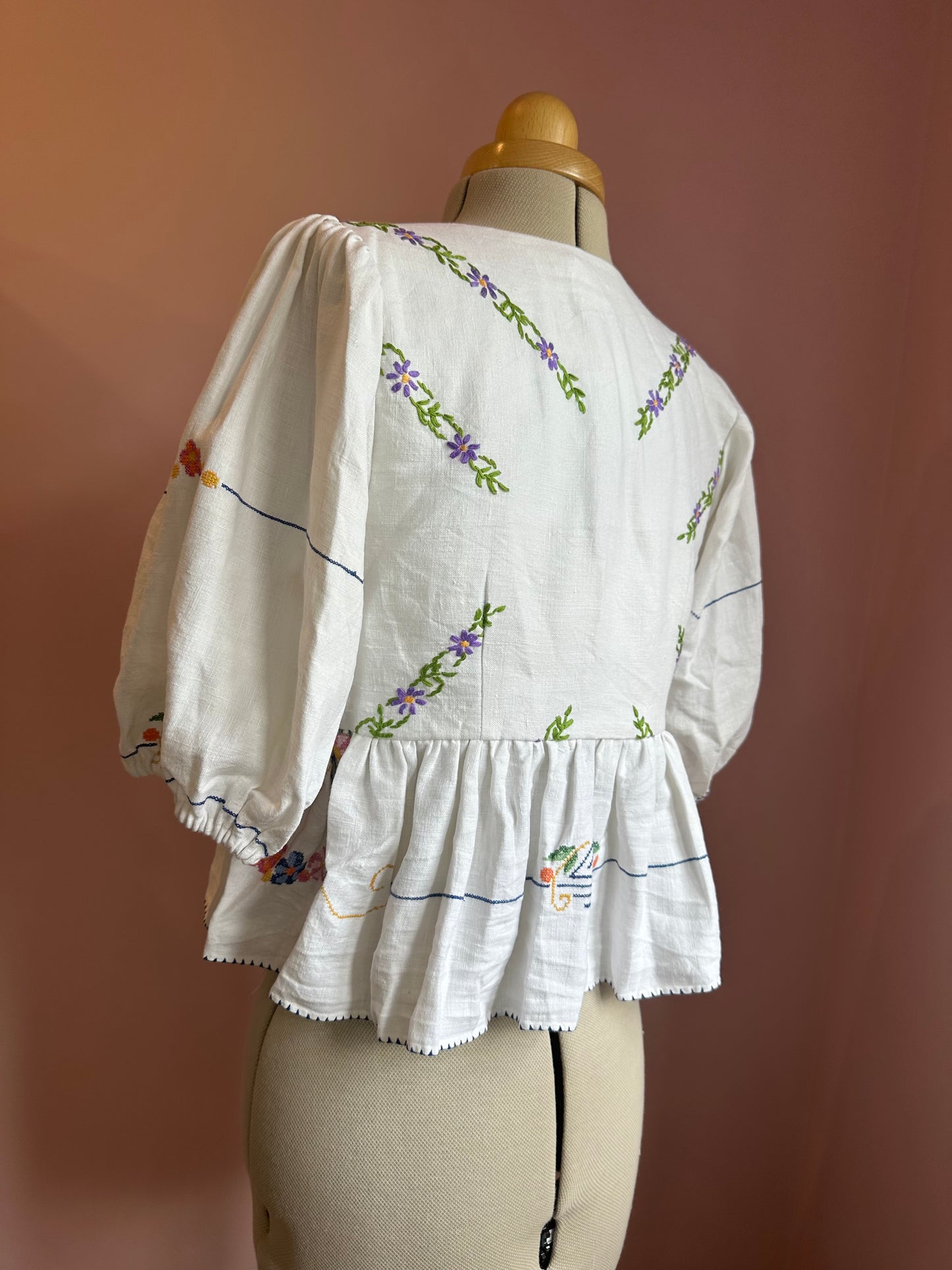 Bright Embroidered Tie Front Top Size 2 (UK 10-12)