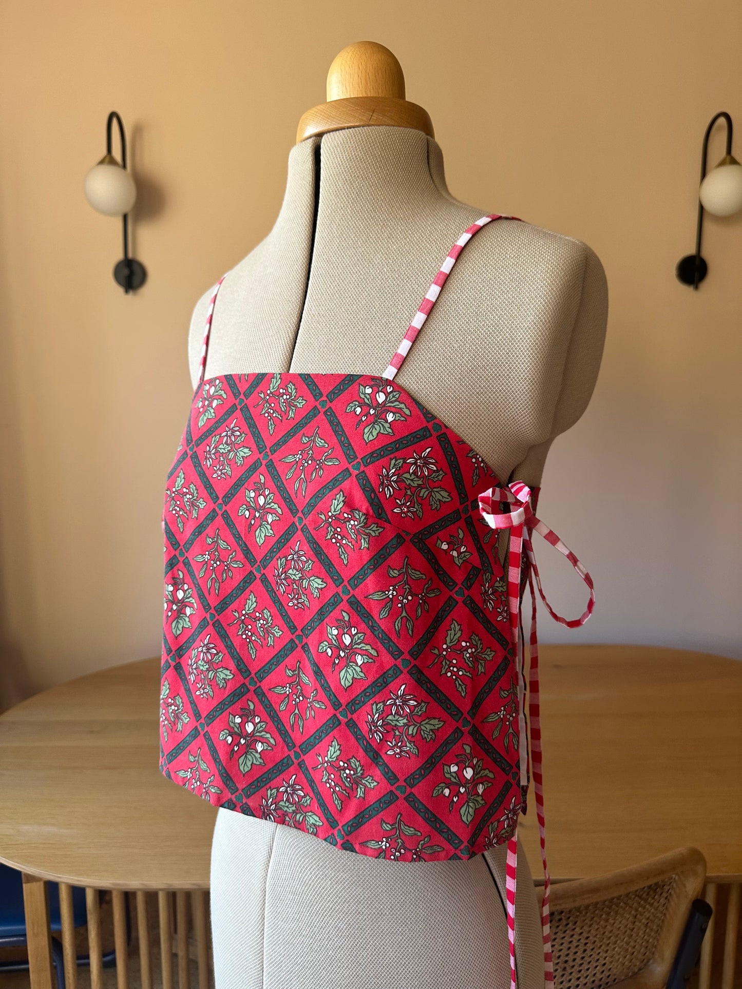 Christmas Red Print Tie Side Cami Size 1 (UK 6-8)