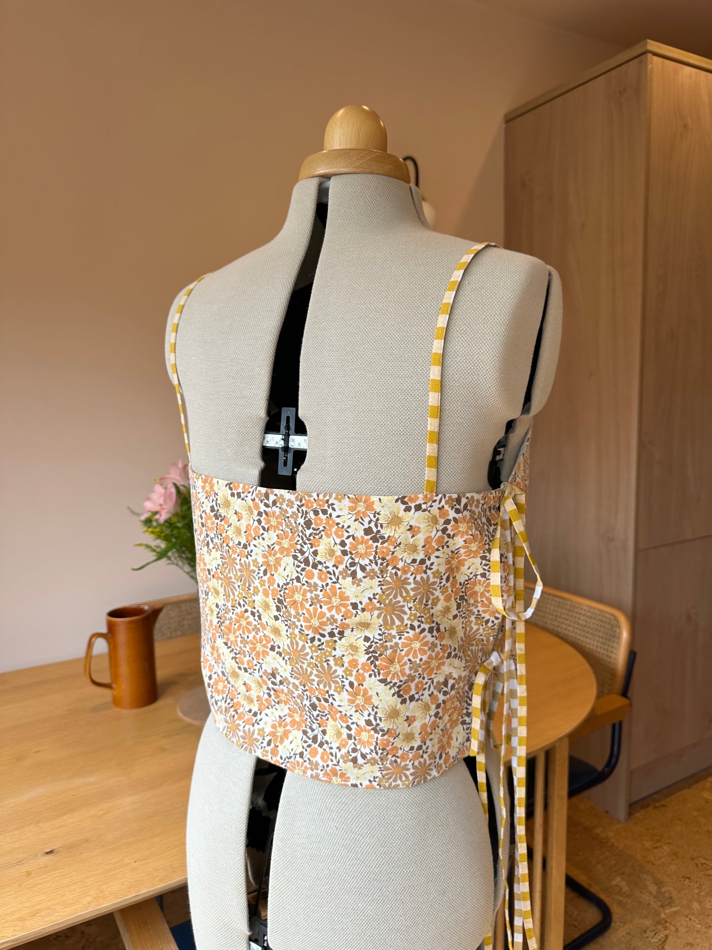 Brown Ditsy Floral May Tie Side Cami Size 3 (UK 14-16)