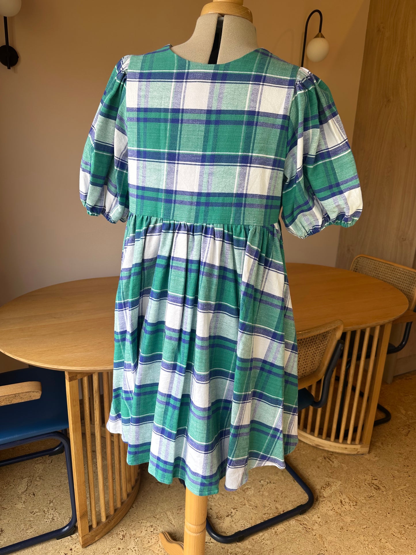 SAMPLE SALE 60% off - Green Check Tie Front Dress Size 2 (UK 10-12)