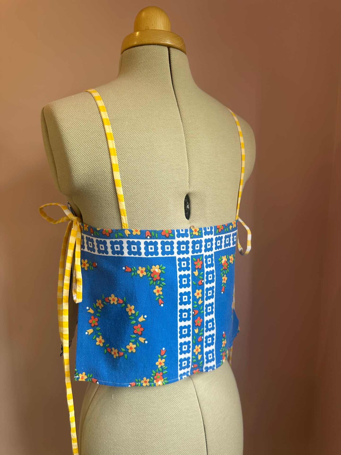 Blue Patchwork Floral May Tie Side Cami Size 1 (UK 6-8)