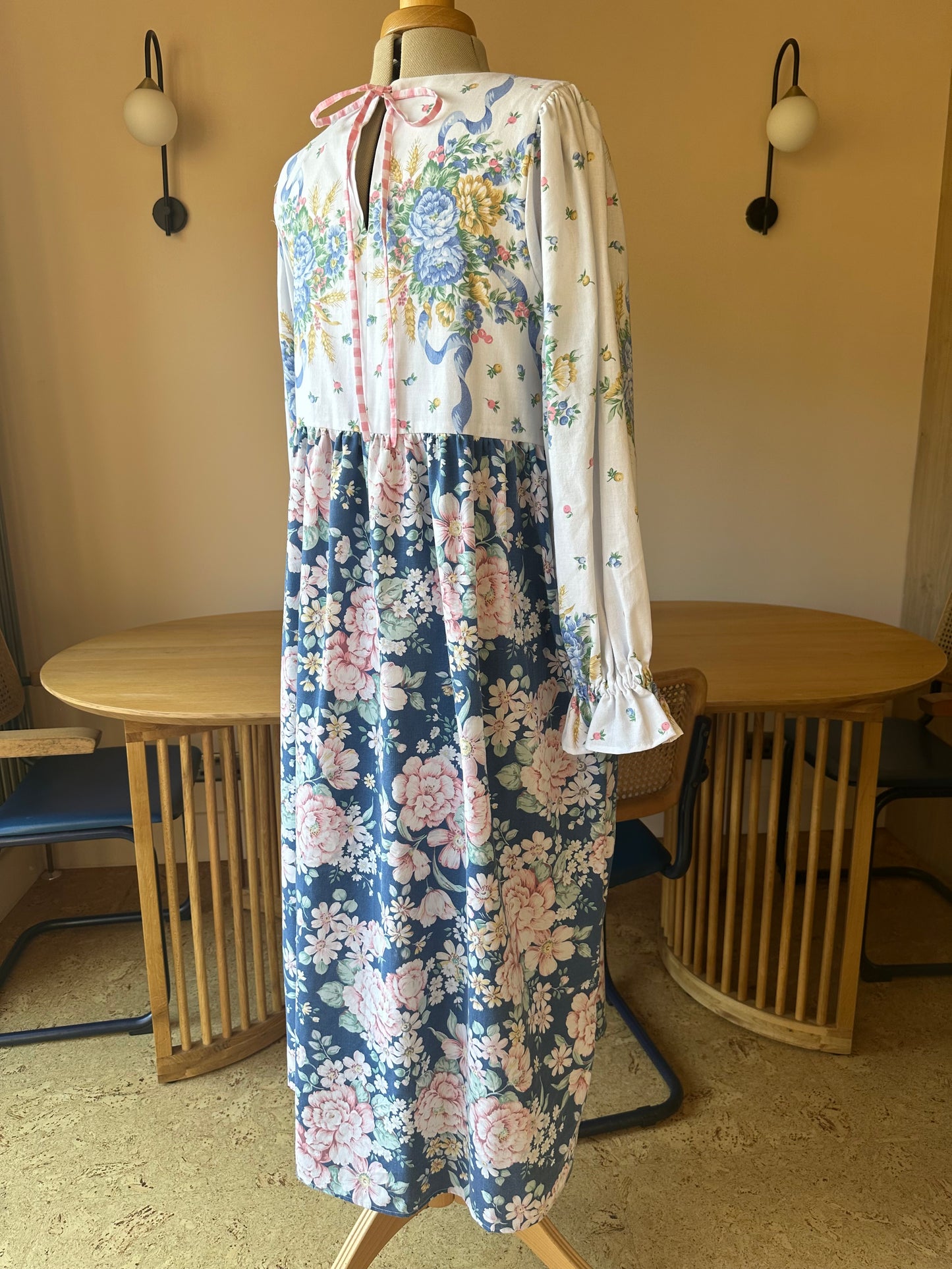 SAMPLE SALE 60% Off - Blue and White Floral Carrie-Ann Dress Size 2 (UK 10-12)