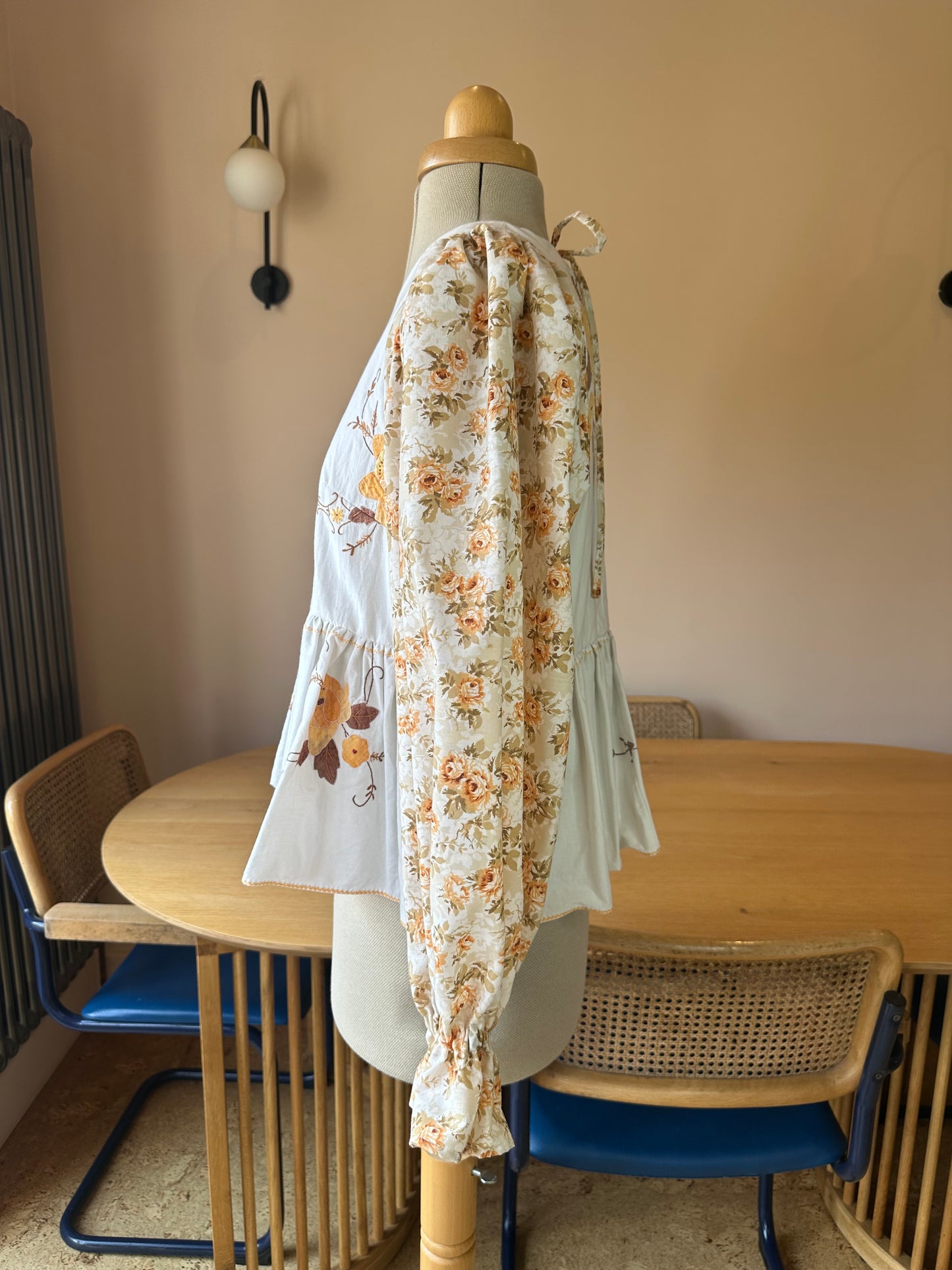SAMPLE SALE 60% Off - Brown Embroidered Floral Carrie-Ann Top Size 1 (UK 6-8)