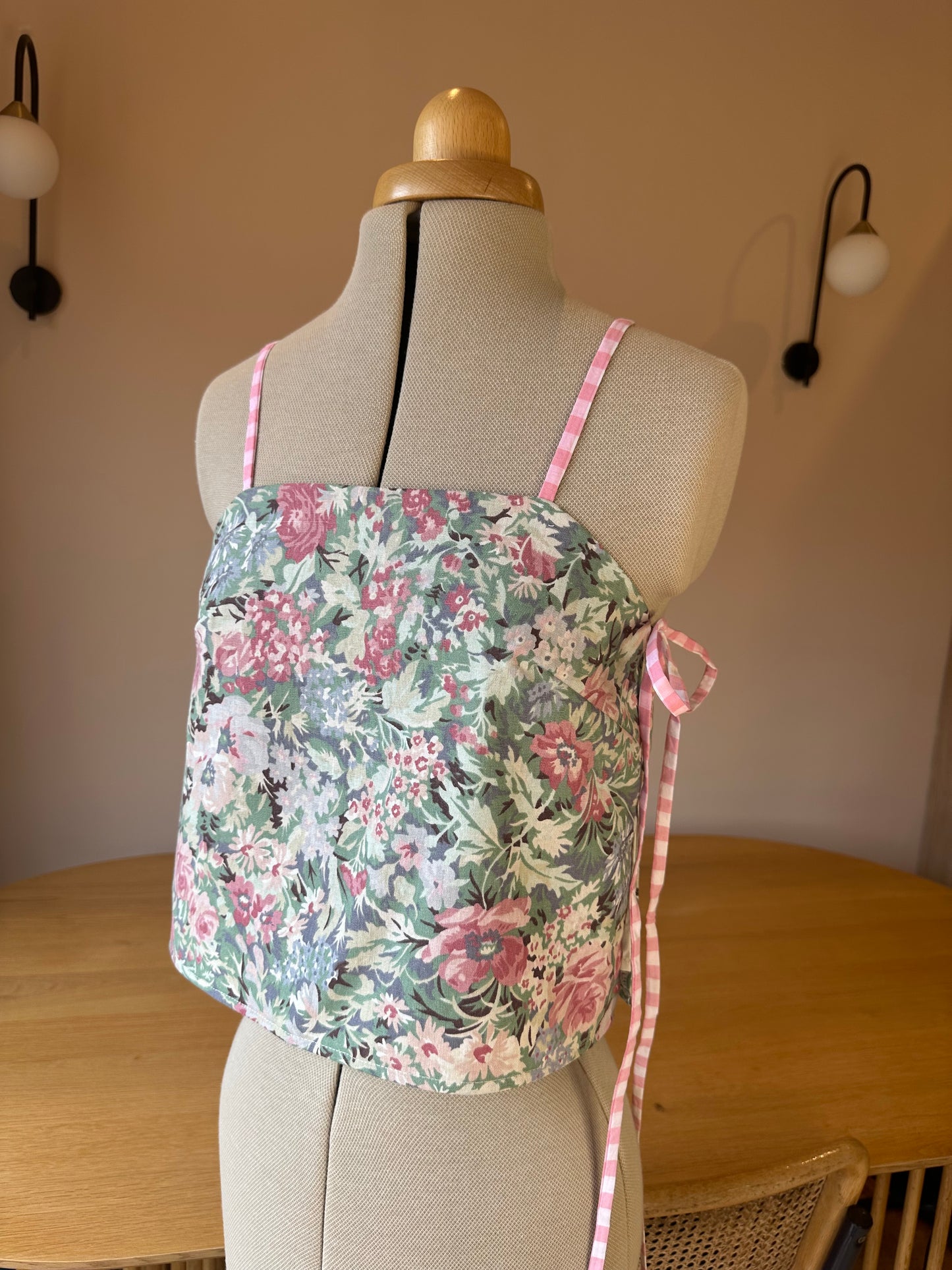 Pink Floral May Tie Side Cami Size 1 (UK 6-8)