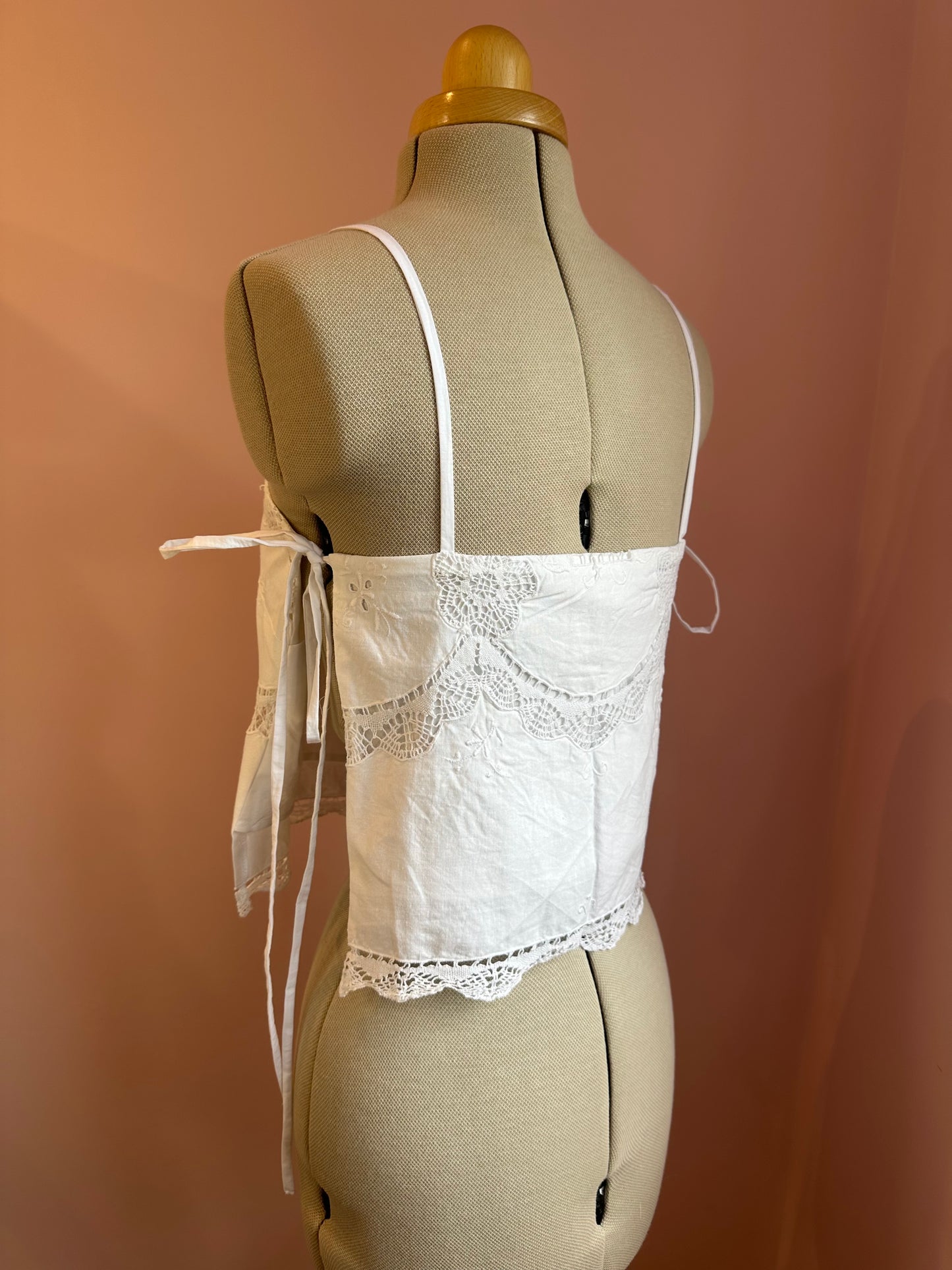 White Embroidered May Tie Side Cami Size 1 (UK 6-8)