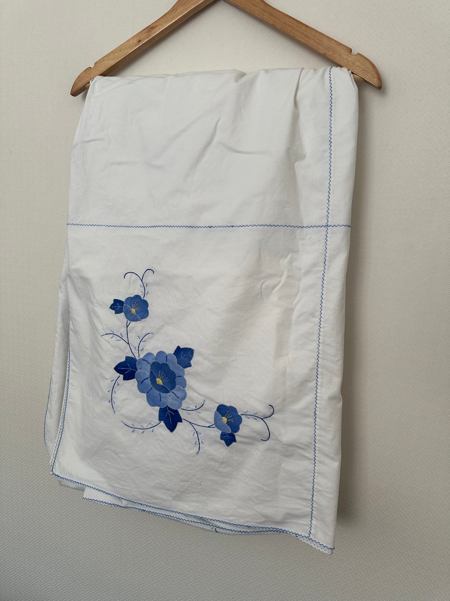 Tie Front Blouse | Vintage Blue Floral Tablecloth
