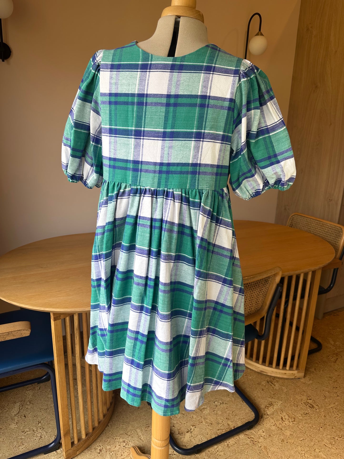 SAMPLE SALE 60% off - Green Check Tie Front Dress Size 2 (UK 10-12)
