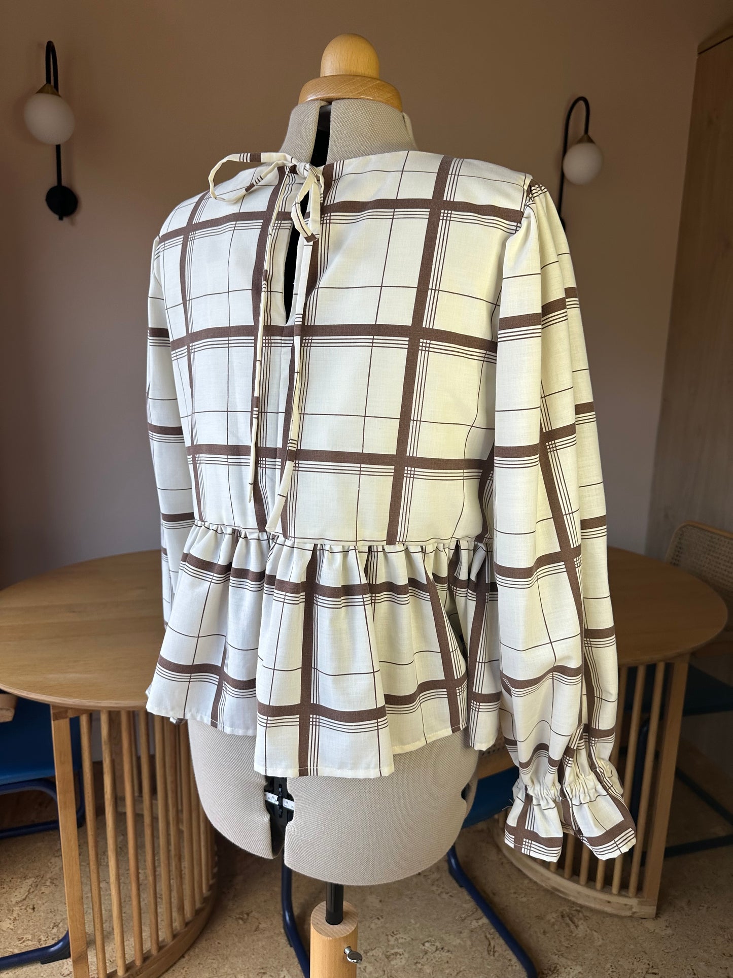 Brown Check Carrie-Ann Top Size 3 (UK 14-16)