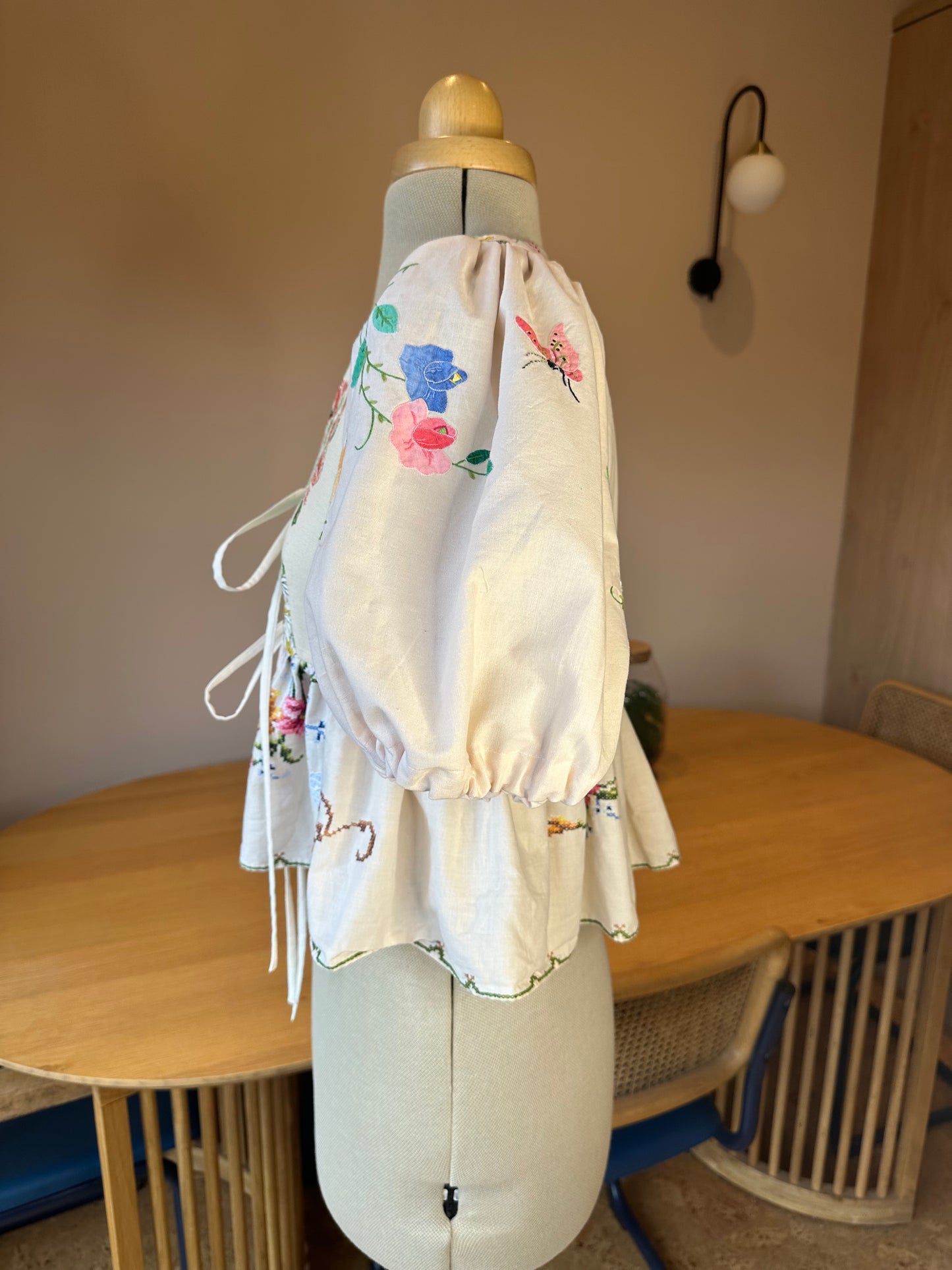 Embroidered Tie Front Top Size Size 1 (UK 6-8)
