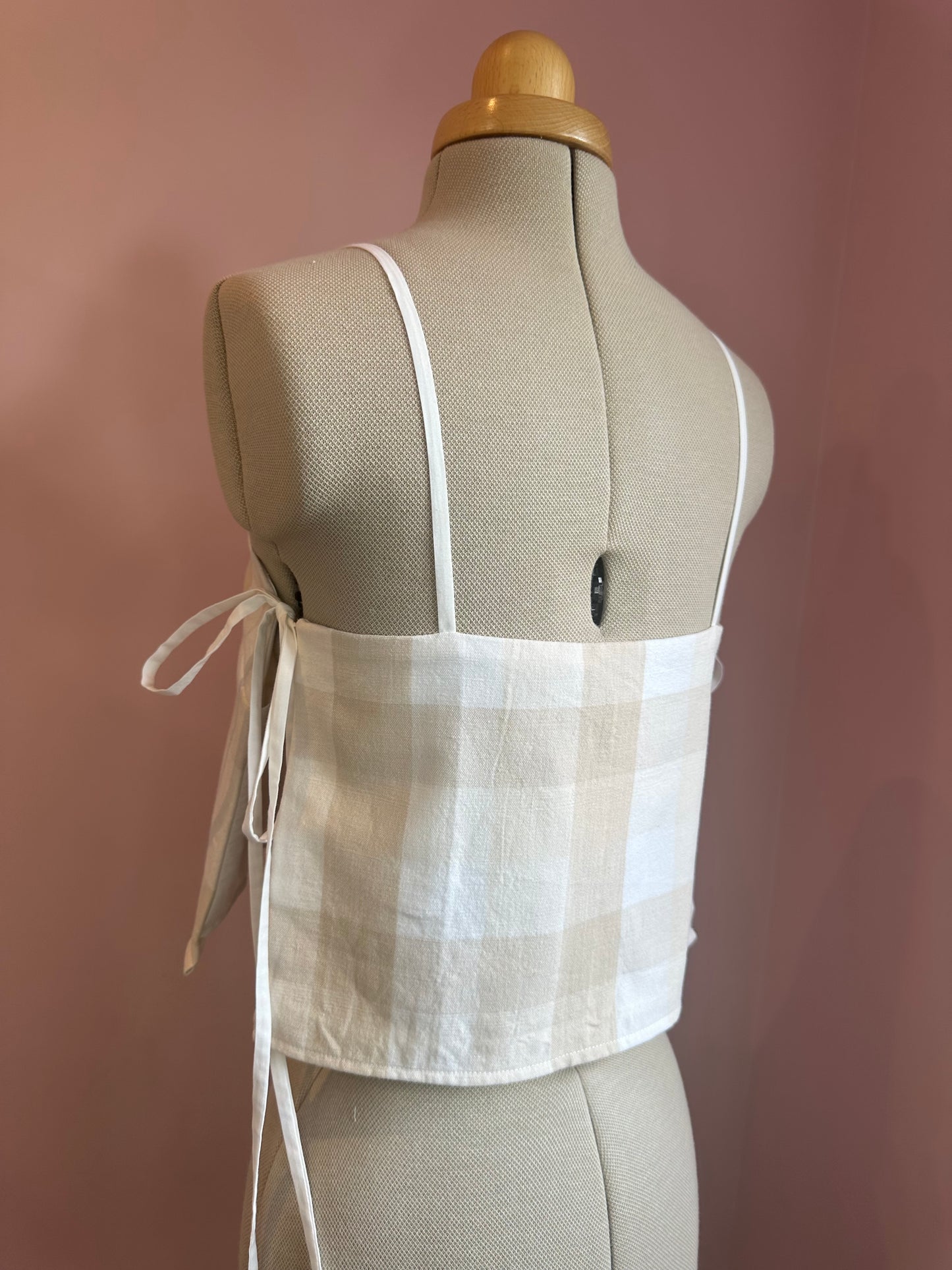 Neutral Check May Tie Side Cami Size 1 (UK 6-8)