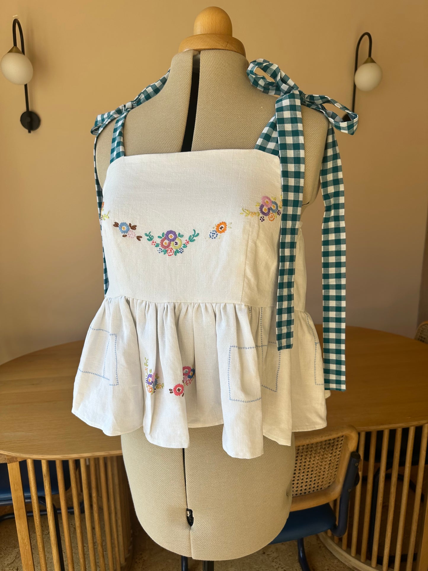 Embroidered Floral Etta Tie Strap Top Size 2 (UK 10-12)