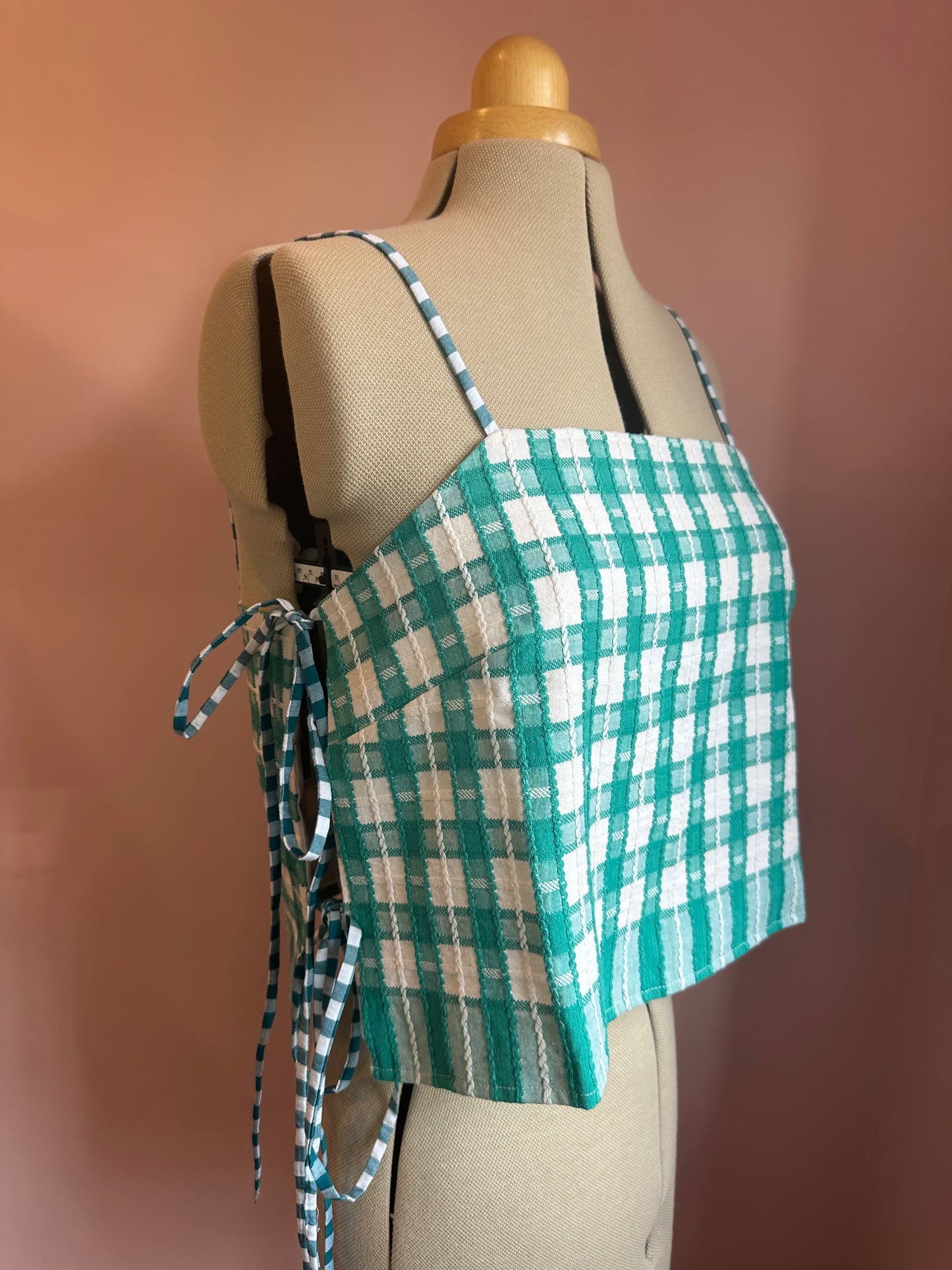 Green Check May Tie Side Cami Size 3 (UK 14-16)