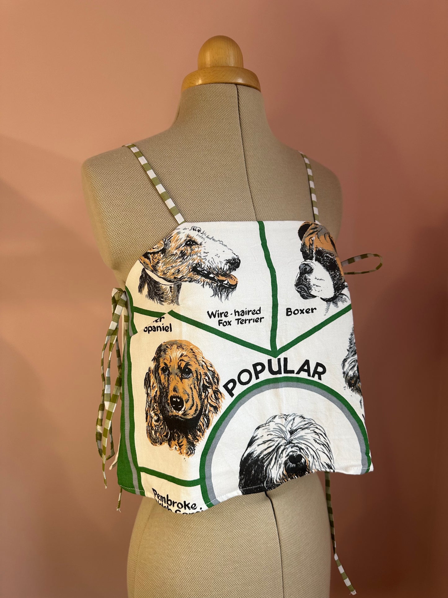 Green Dog Tea Towel May Tie Side Cami Size 1 (UK 6-8)