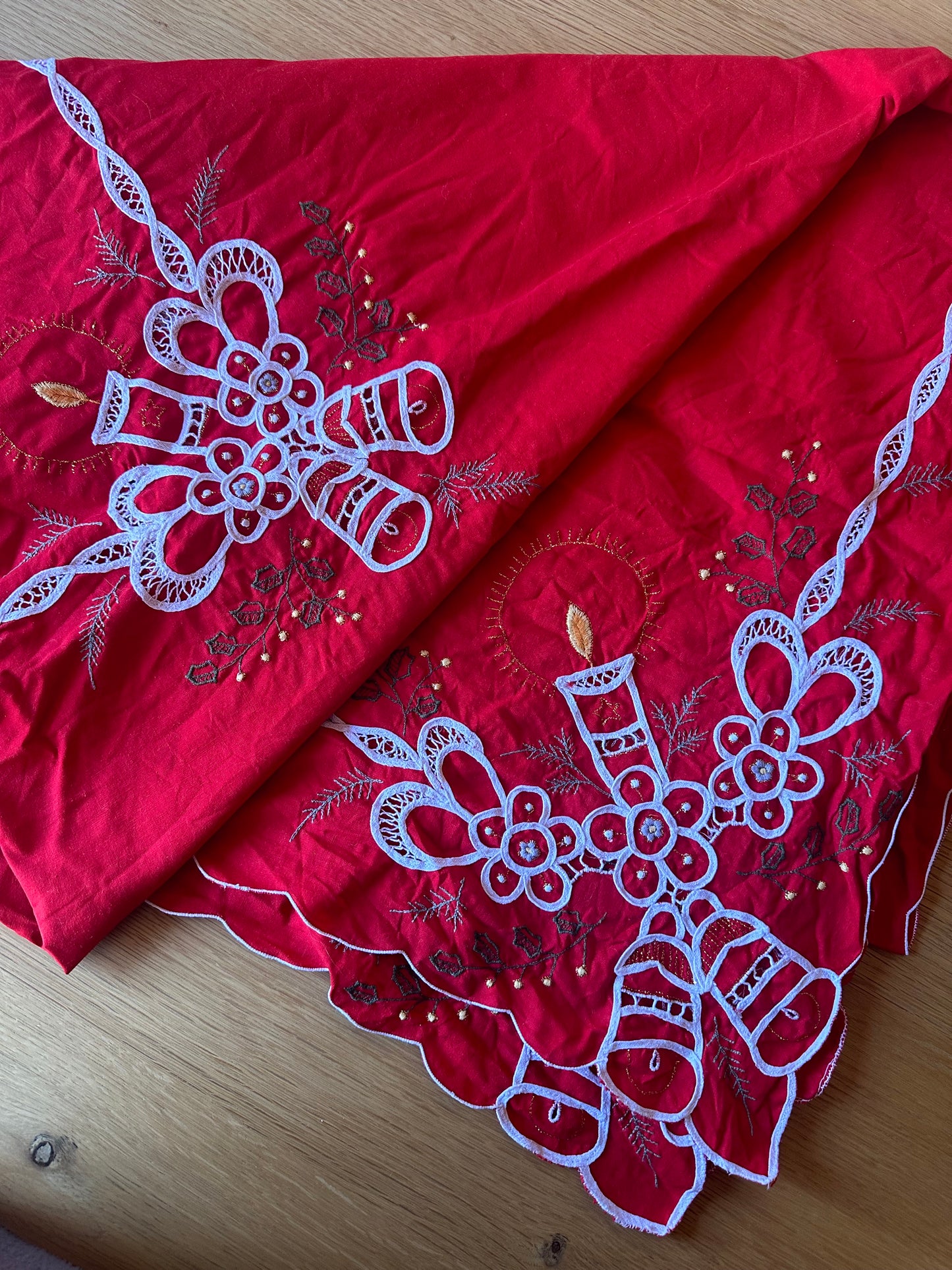 Made to Order Embroidered Red Christmas Tie Front Top - Any Size