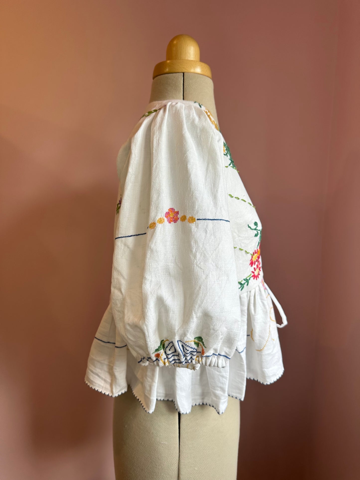 Bright Embroidered Tie Front Top Size 2 (UK 10-12)