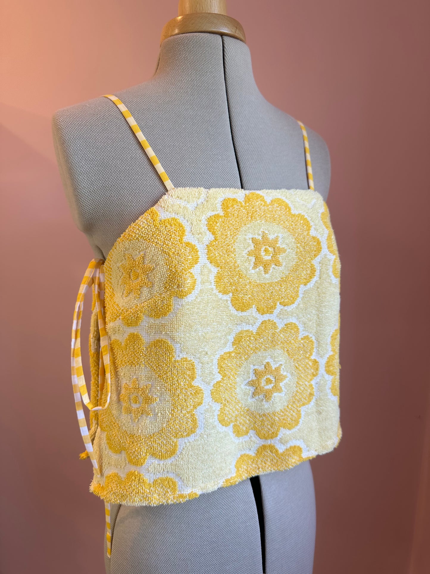 Yellow Towelling May Tie Side Cami Size 1 (UK 6-8)
