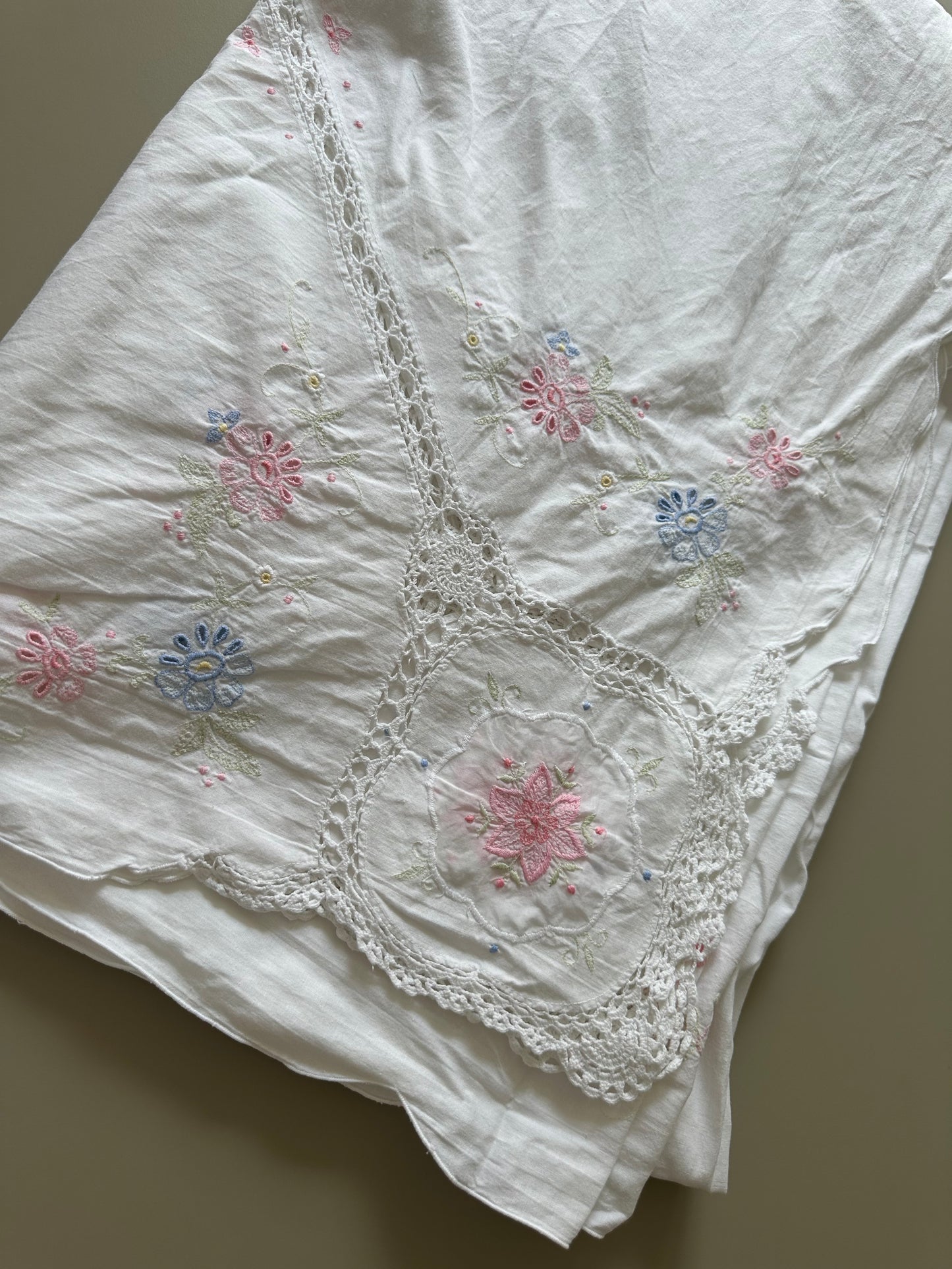 Tie Front Blouse | Vintage Pastel Tablecloth