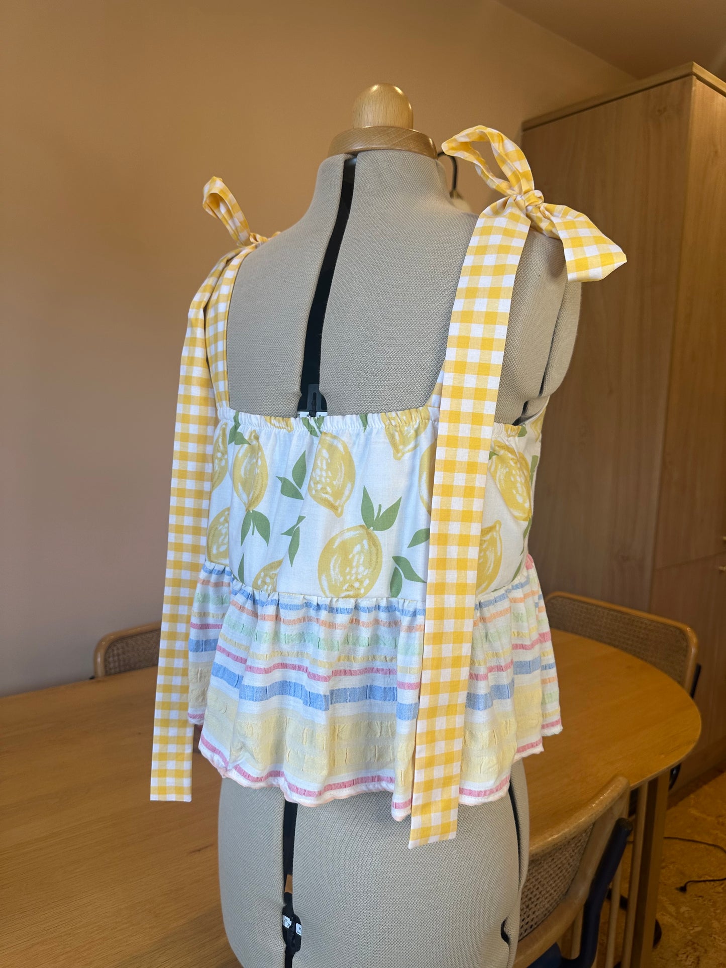 SAMPLE SALE 50% Off - Lemon and Striped Etta Tie Strap Top Size 2 (UK 10-12)
