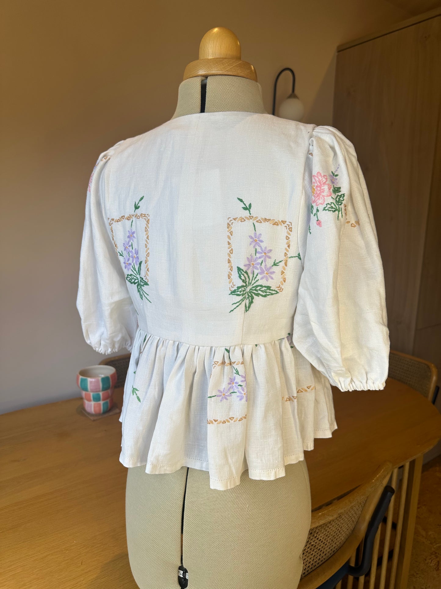 Botanical Embroidery Tie Front Top Size 1 (UK 6-8)