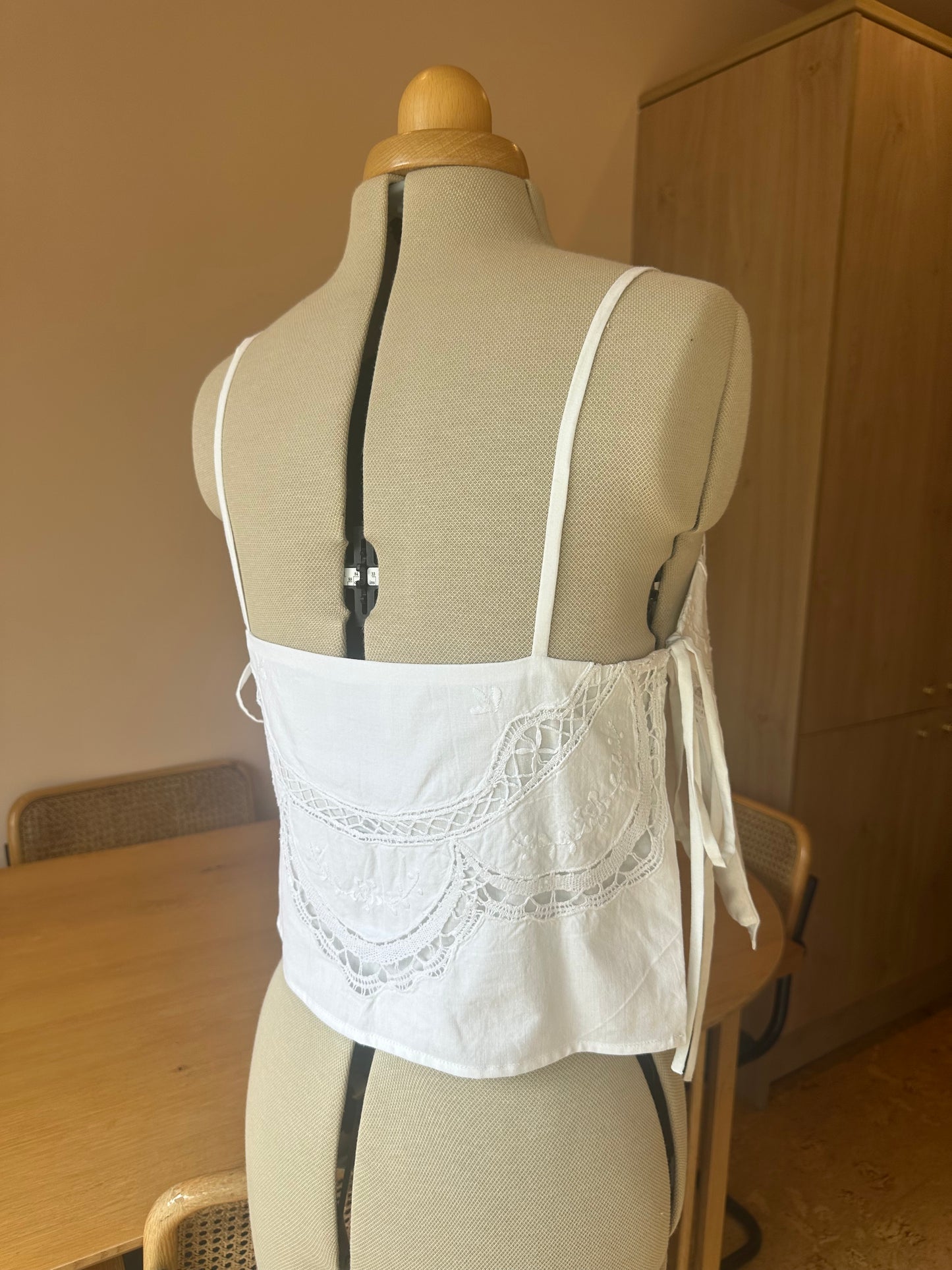 Cut Work White Bridal May Tie Side Cami Size 2 (UK 10-12)
