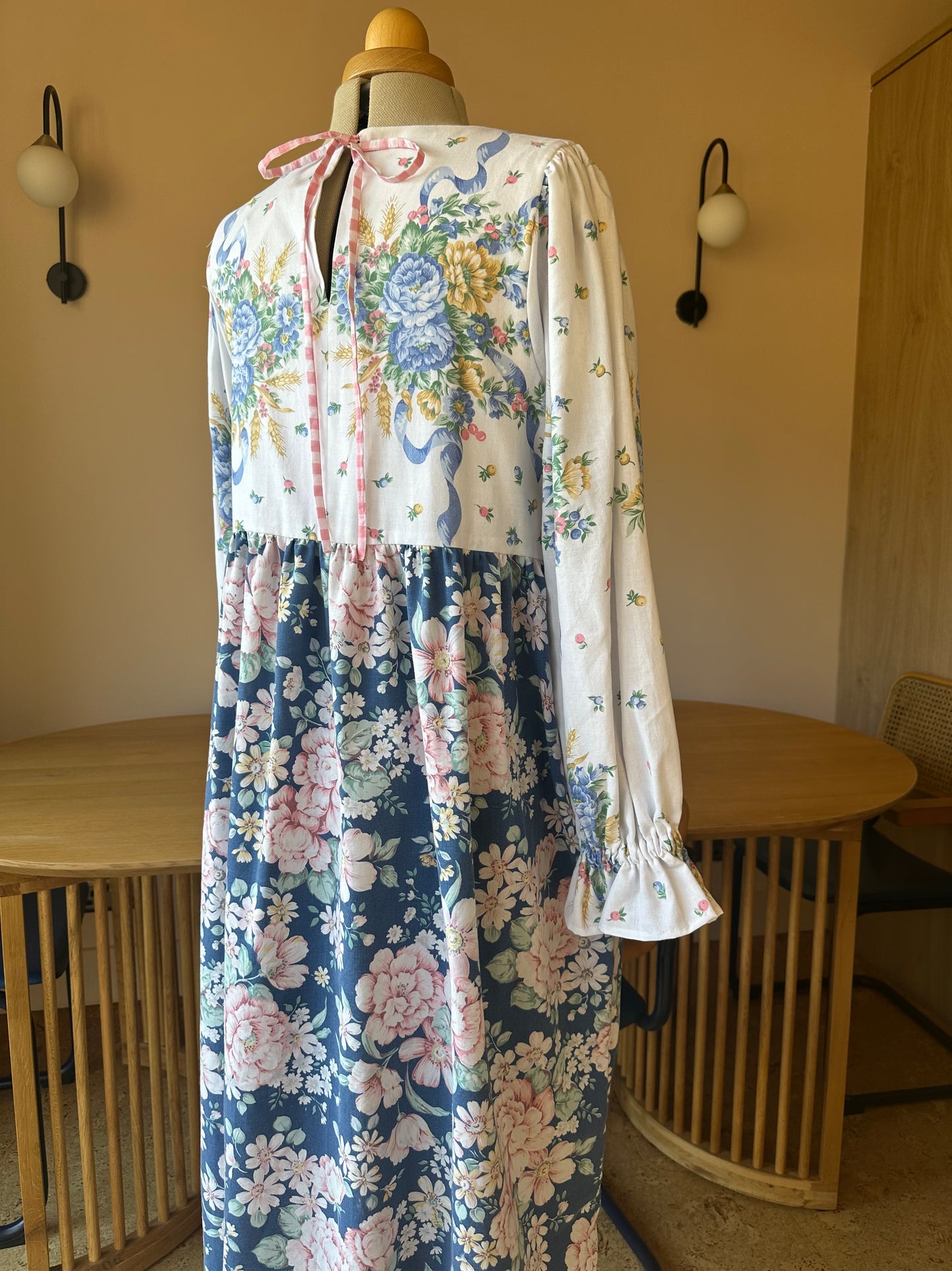 SAMPLE SALE 60% Off - Blue and White Floral Carrie-Ann Dress Size 2 (UK 10-12)