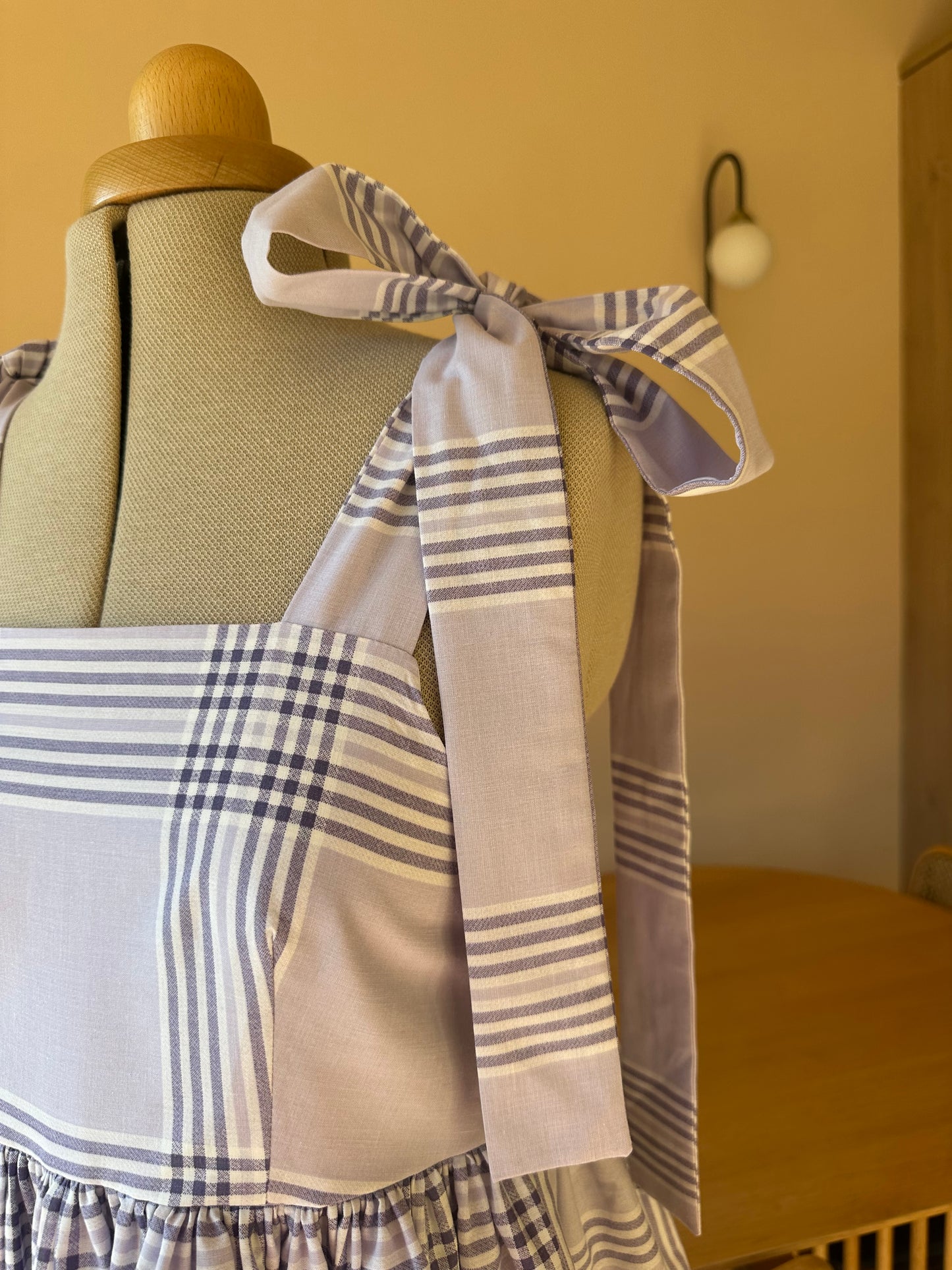 SAMPLE SALE 50% Off - Lilac Check Etta Tie Strap Top Size 1 (UK 6-8)