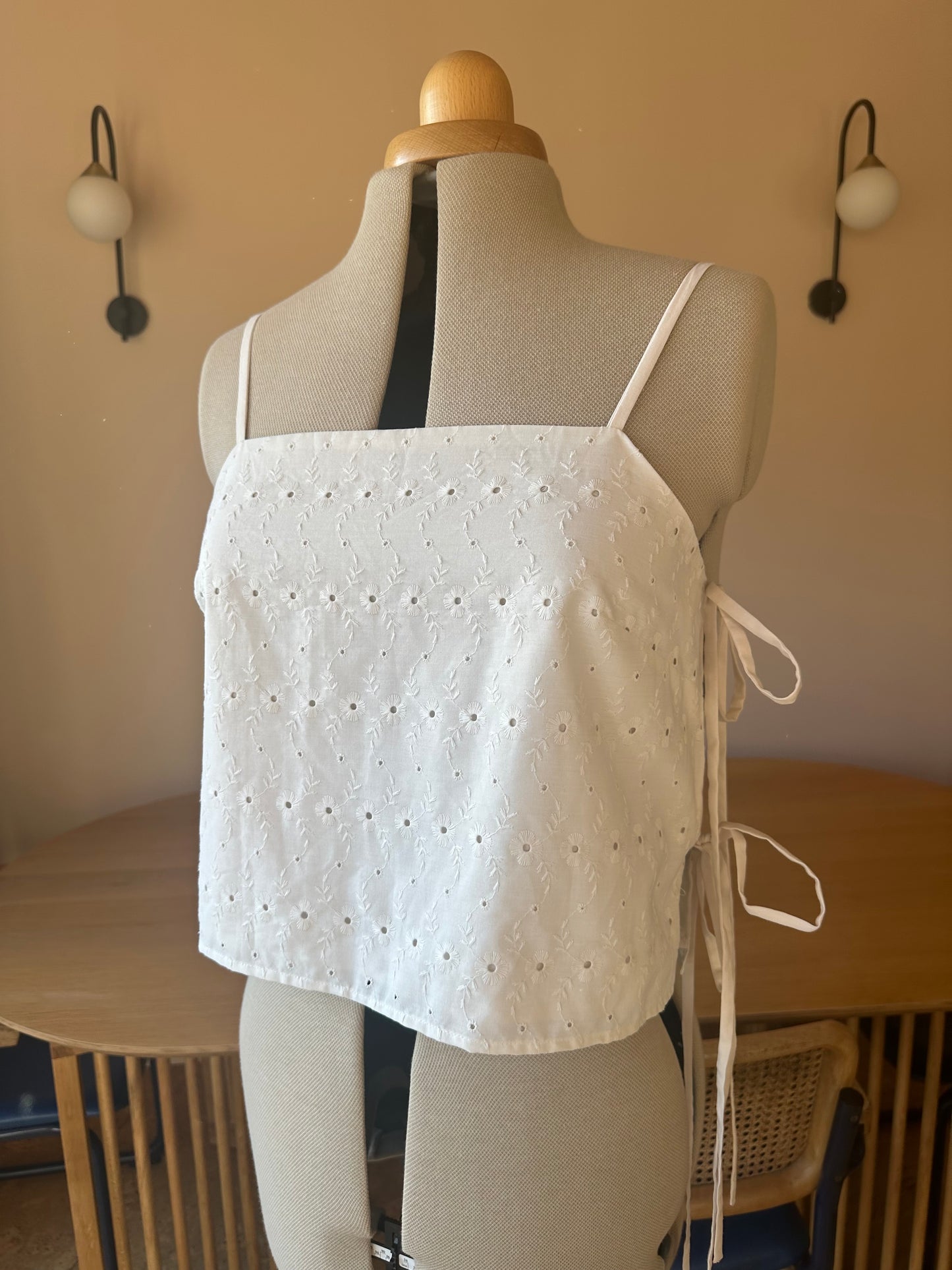 SAMPLE SALE 50% off - Cream Broderie May Tie Side Cami Size 3 (UK 14-16)