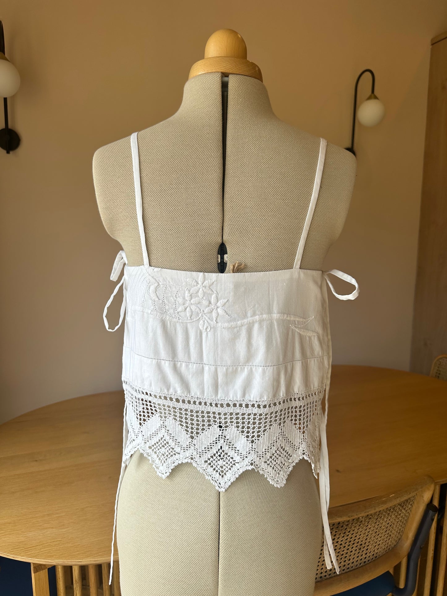 SAMPLE SALE 60% Off - White Lace May Tie Side Cami Size 1 (UK 6-8)