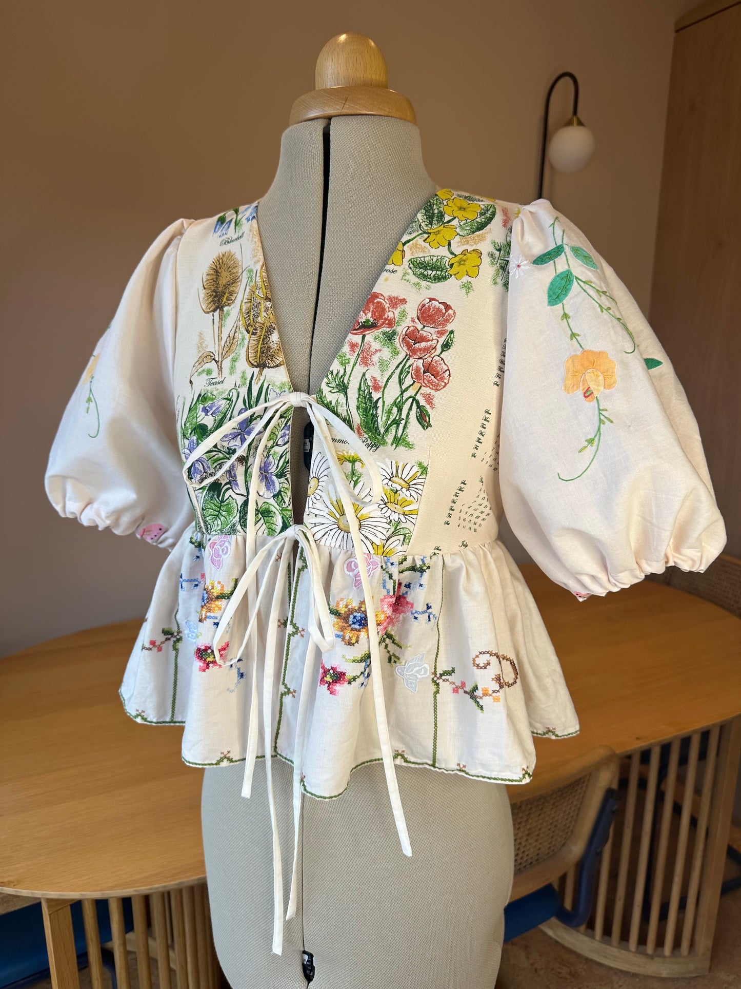 Embroidered Tie Front Top Size Size 1 (UK 6-8)