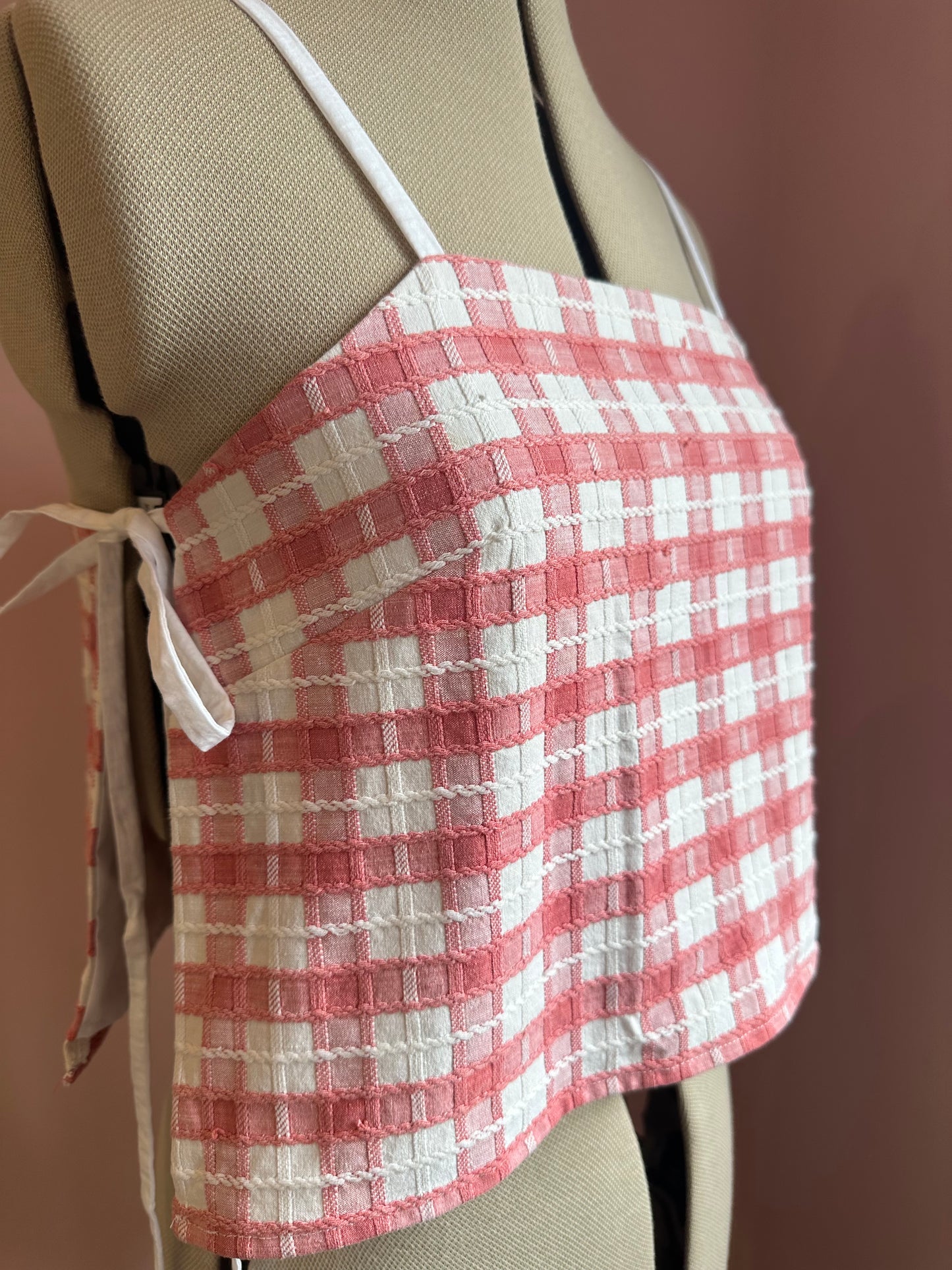 Pink Check Tie Side Cami Size 2 (UK 10-12)