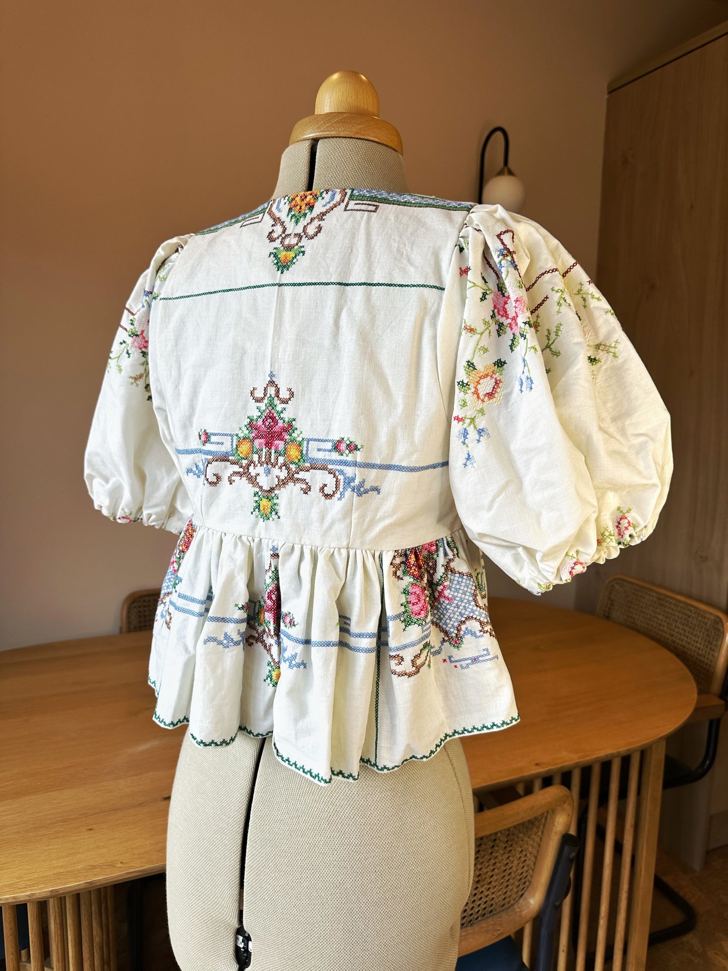 Cross Stitch Embroidered Tie Front Top Size Size 1 (UK 6-8)