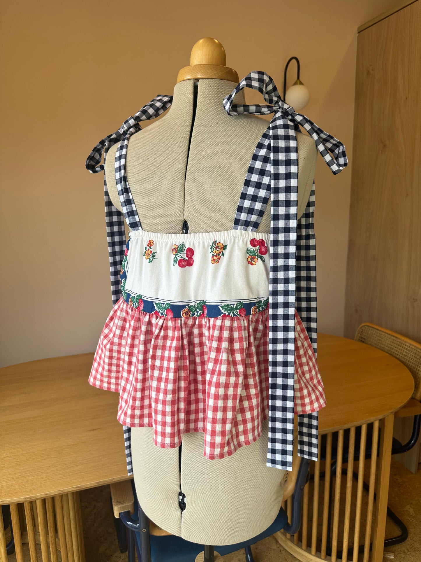 Strawberries and Check Etta Tie Strap Top Size 1 (UK 6-8)