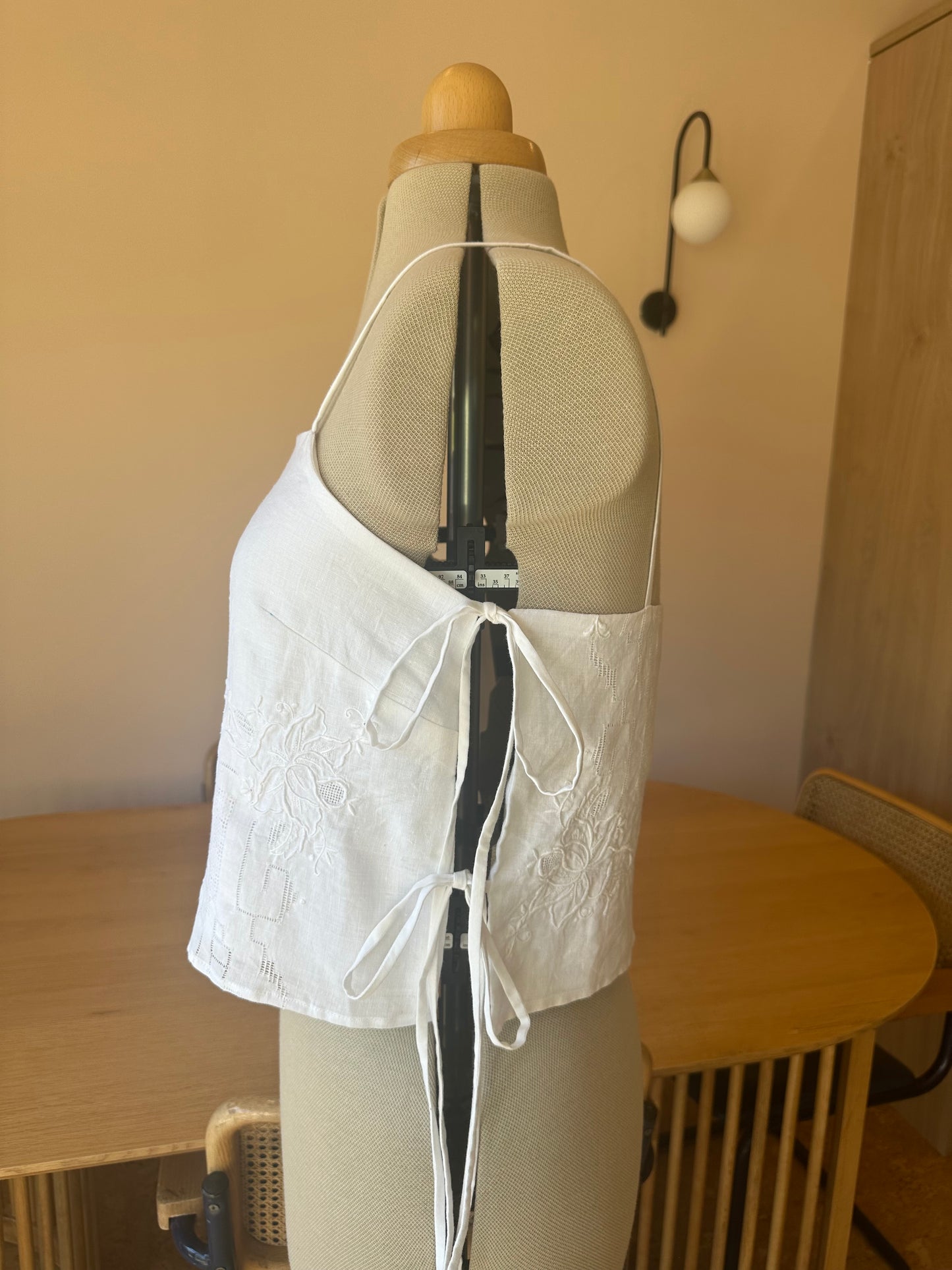 Embroidered White Bridal May Tie Side Cami Size 3 (UK 14-16)