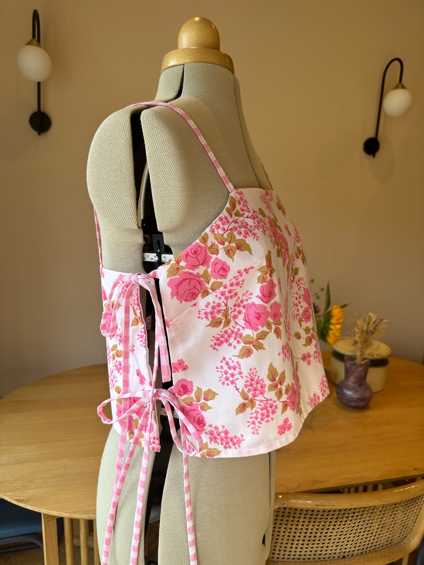 Pink Floral May Tie Side Cami Size 10-12