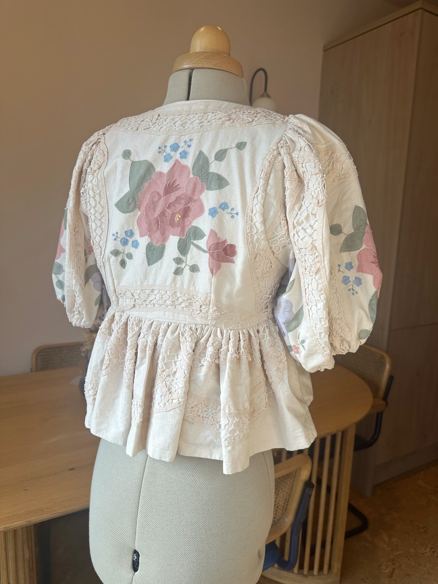 Embroidered and Crochet Tie Front Top Size Size 1 (UK 6-8)