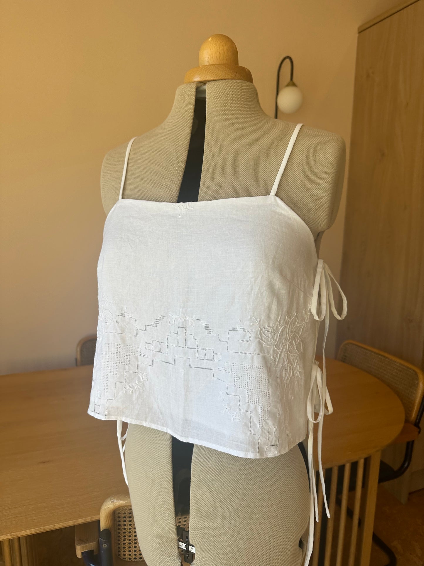 Embroidered White Bridal May Tie Side Cami Size 3 (UK 14-16)