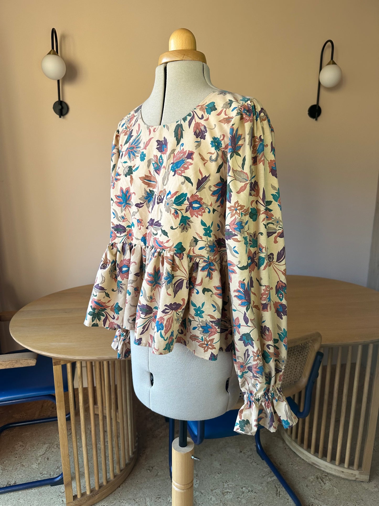 SAMPLE SALE 50% Off - Brown Floral Paisley Carrie-Ann Top Size 1 (UK 6-8)