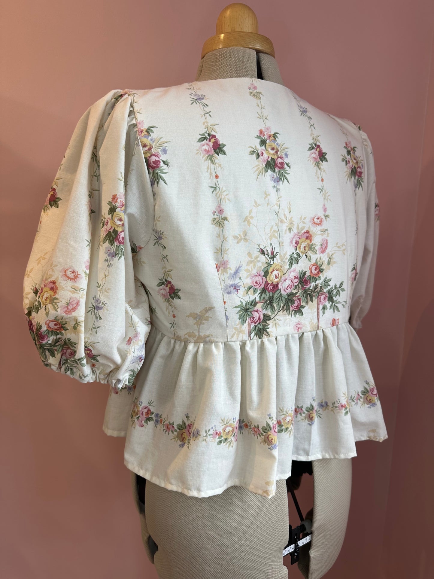 Green Floral Printed Tie Front Top Size 3 (UK 14-16)