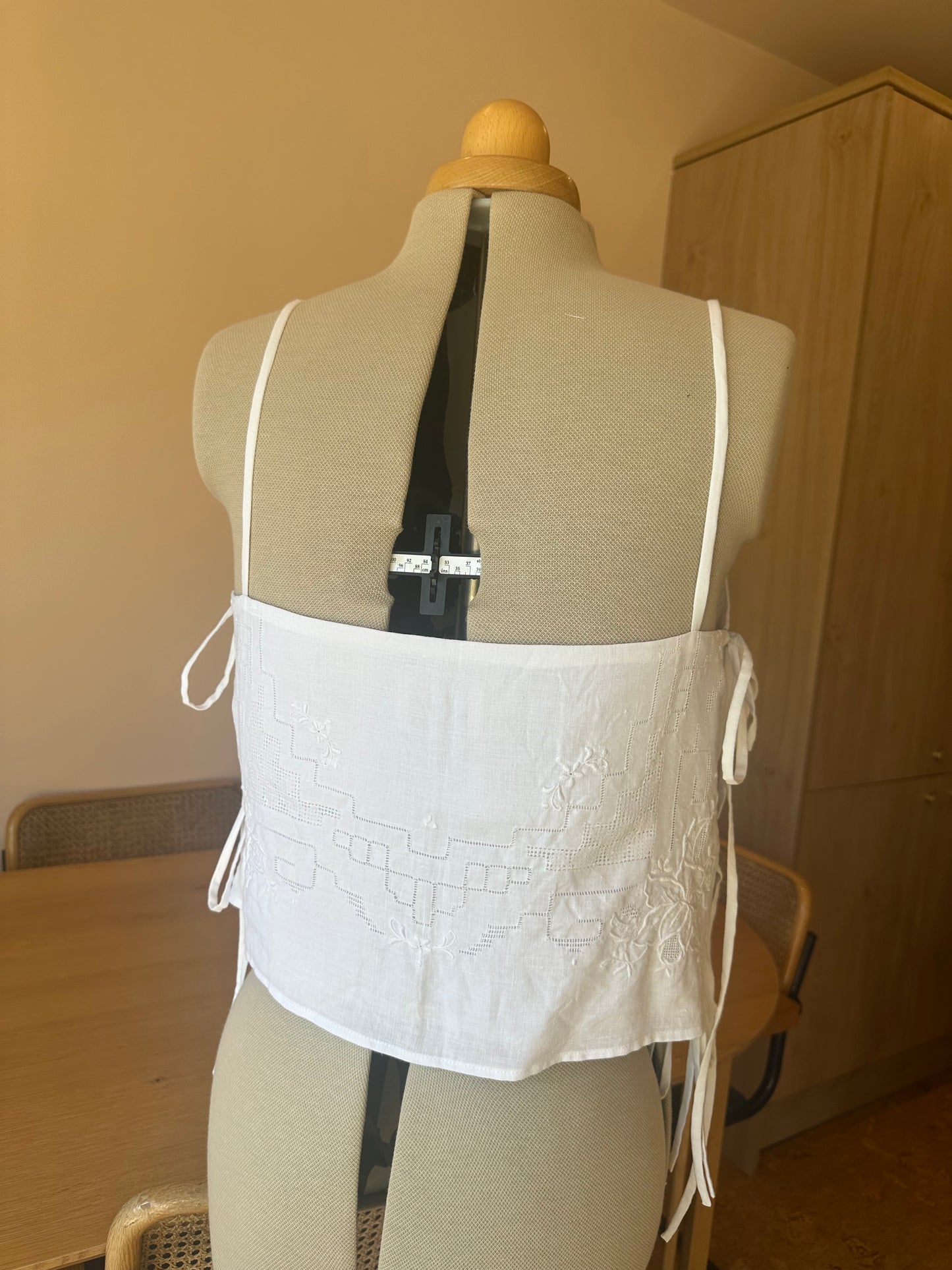 SAMPLE SALE 50% Off - Embroidered White Bridal May Tie Side Cami Size 3 (UK 14-16)