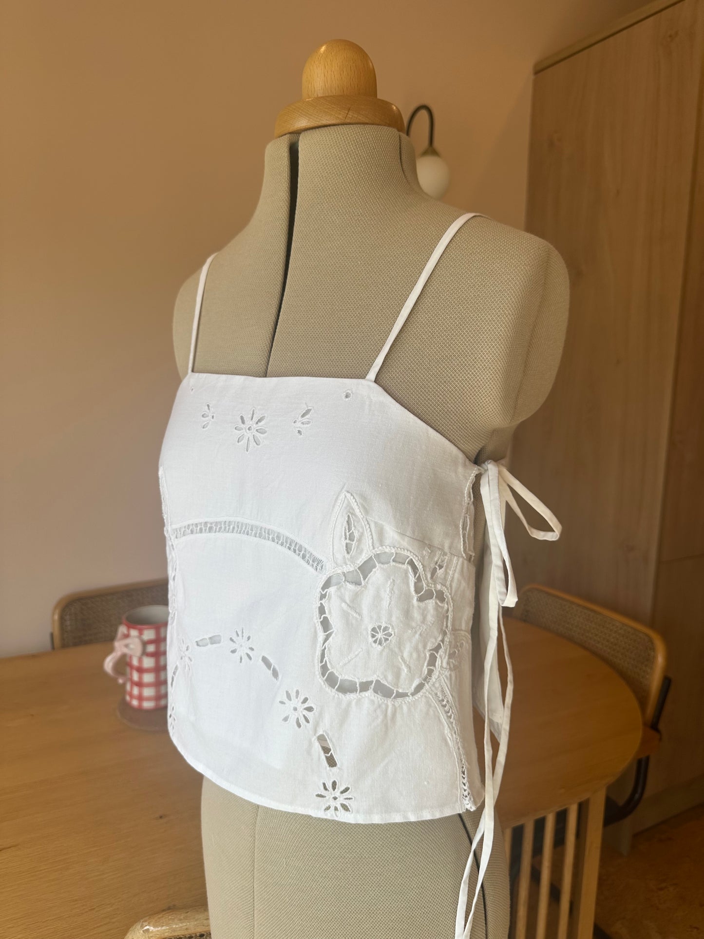 Cut Work Bridal May Tie Side Cami Size 1 (UK 6-8)
