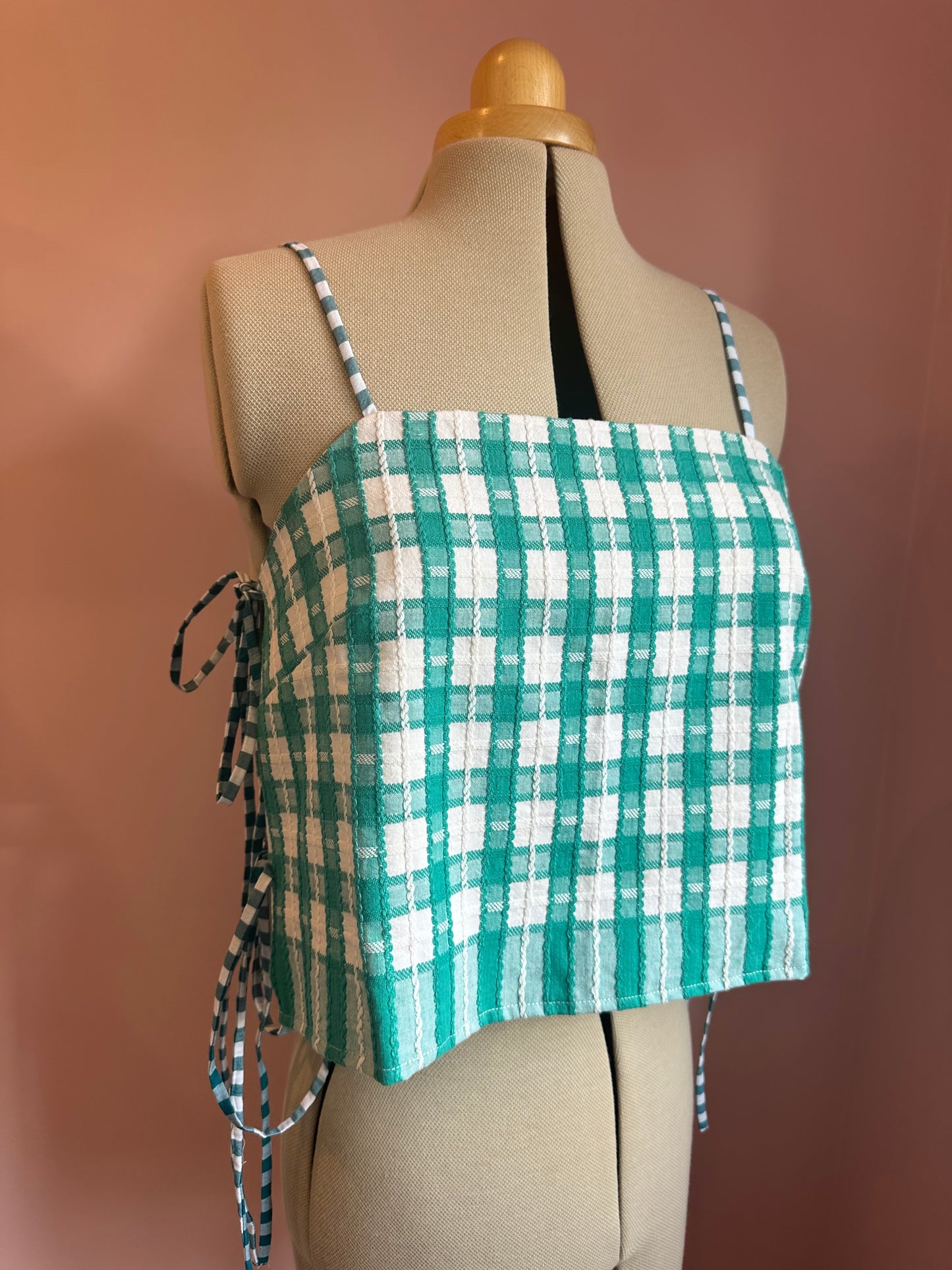 Green Check May Tie Side Cami Size 3 (UK 14-16)