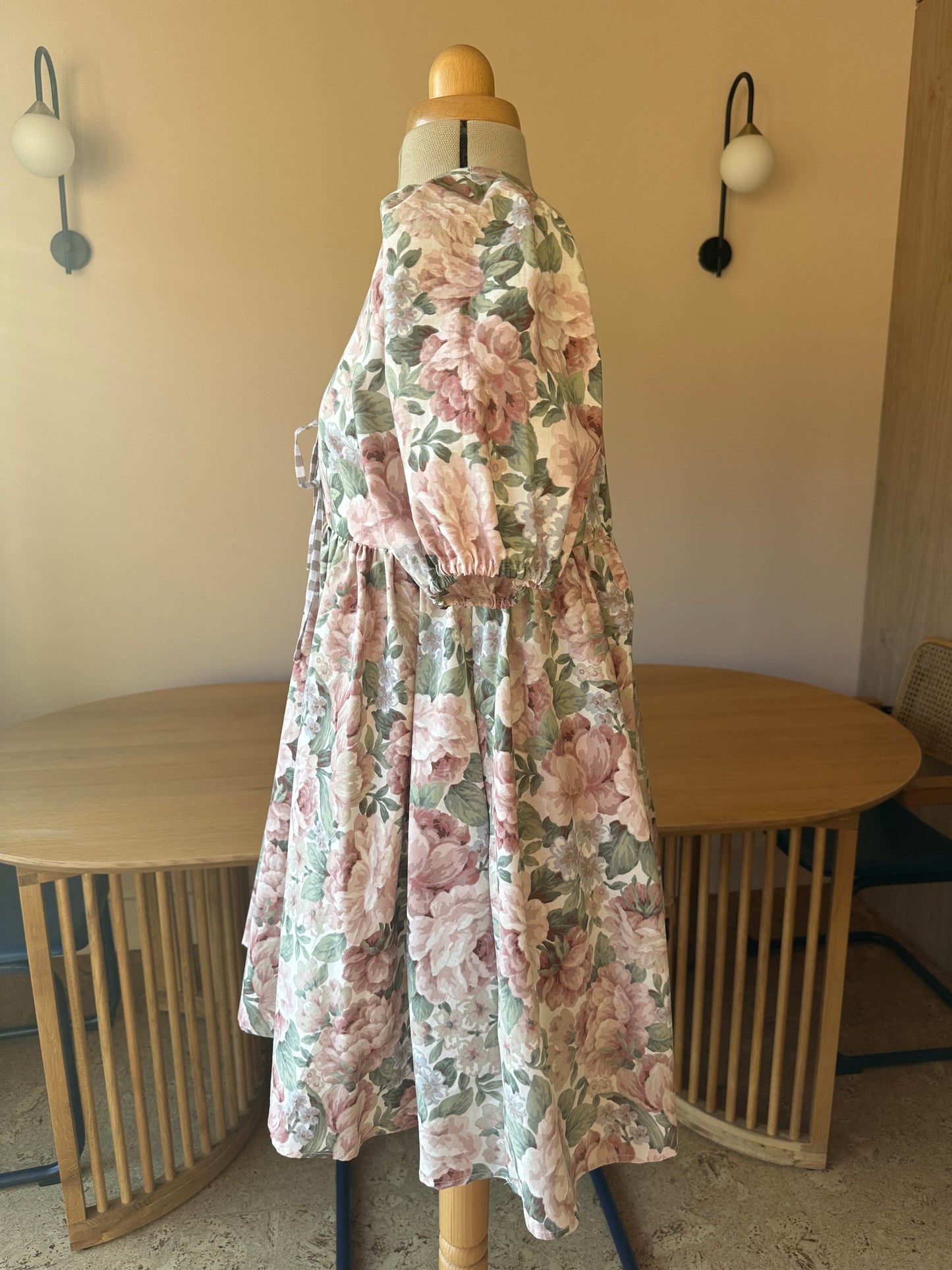 SAMPLE SALE 60% Off - Pink Floral Tie Front Dress Size 2 (UK 10-12)