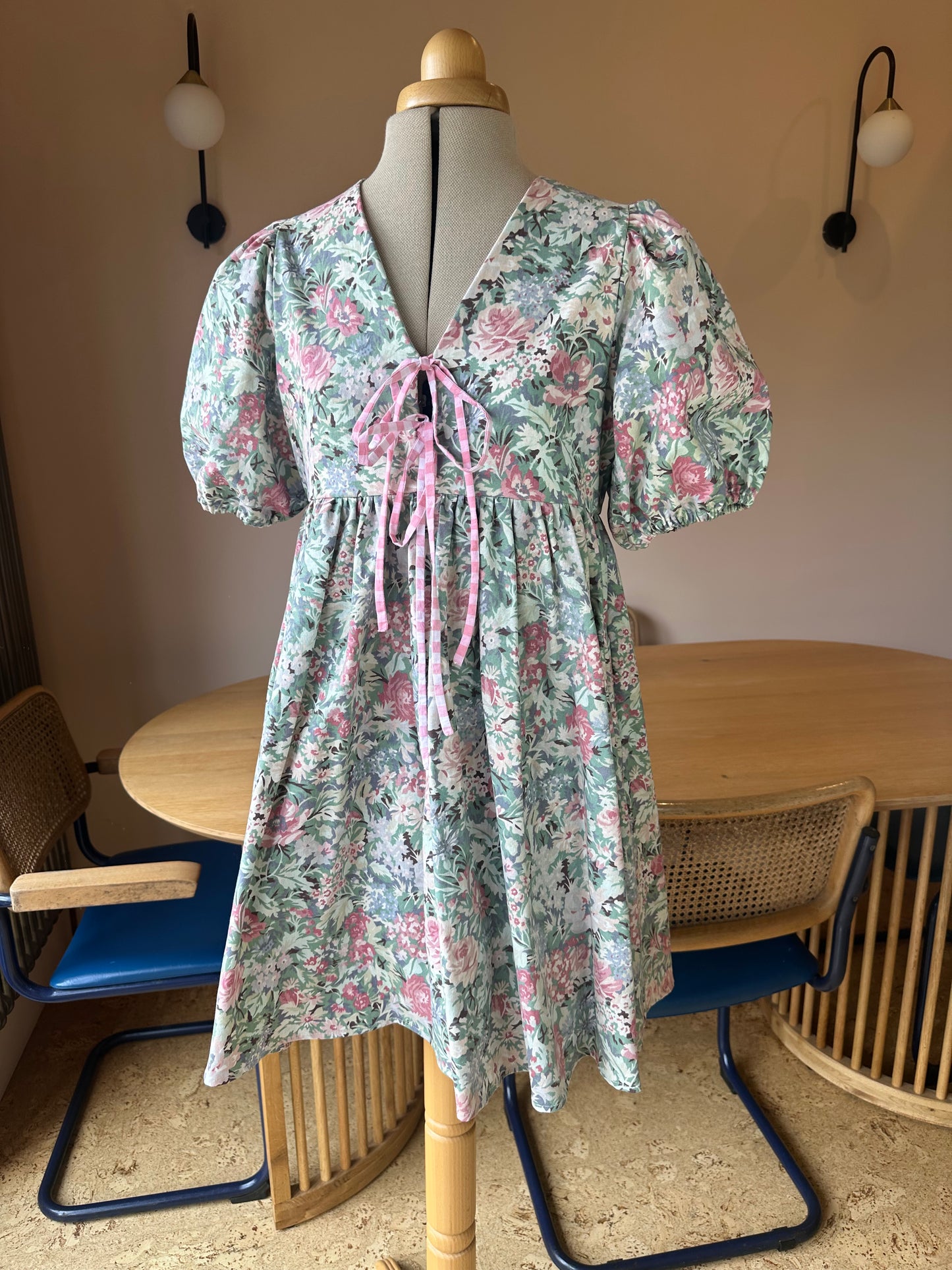 SAMPLE SALE 60% off - Pink Floral Tie Front Dress Size 1 (UK 6-8)
