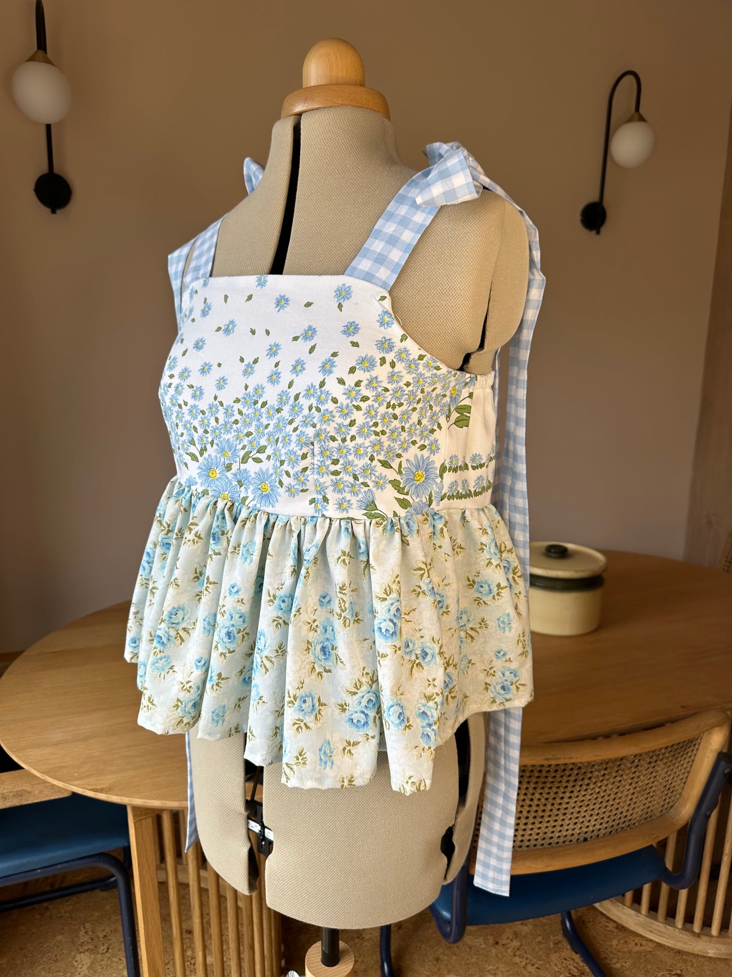 Etta Blue Floral Tie Strap Top 10-12