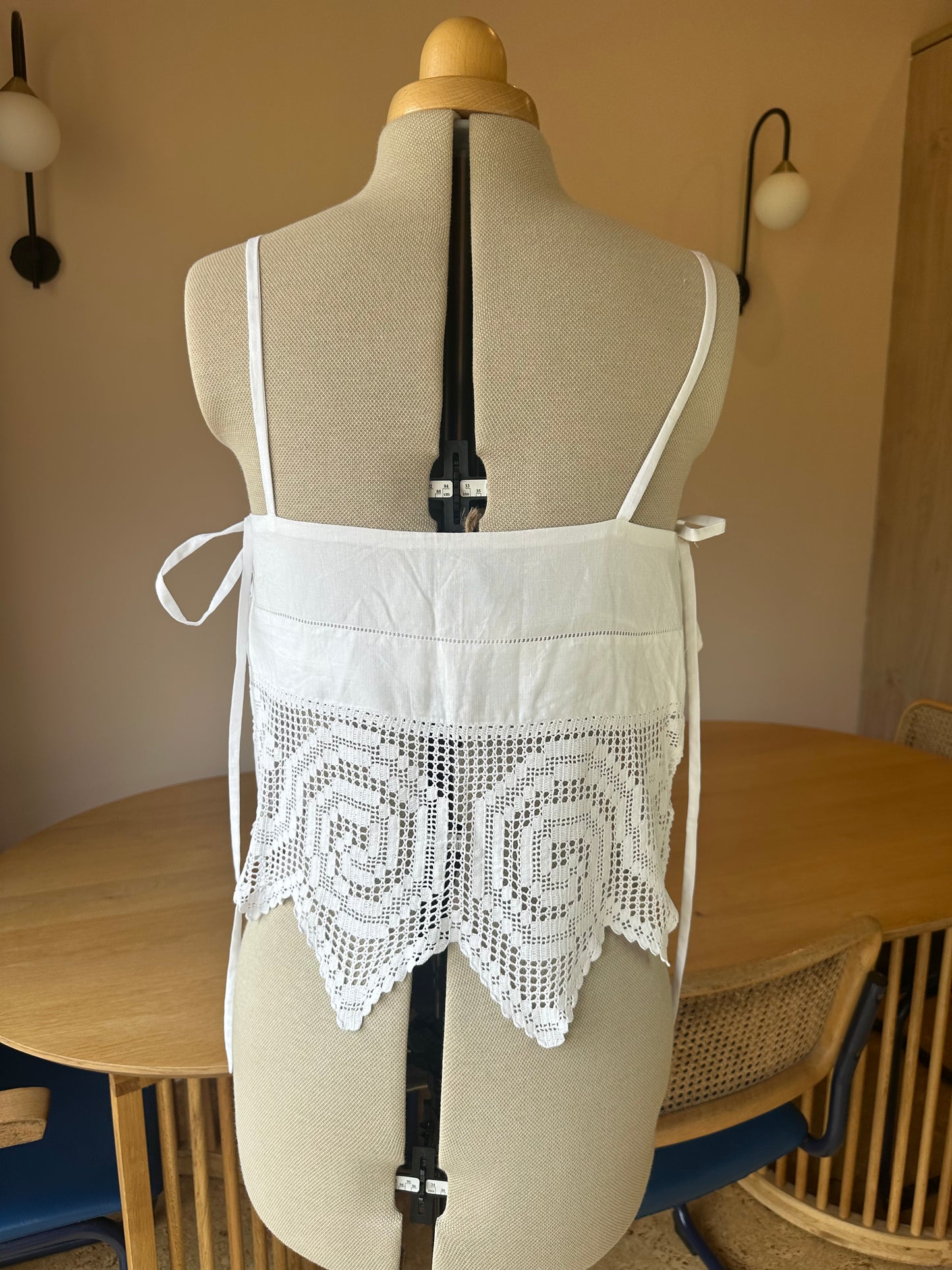 SAMPLE SALE 70% off - White Lace May Tie Side Cami Size 2 (UK 10-12)