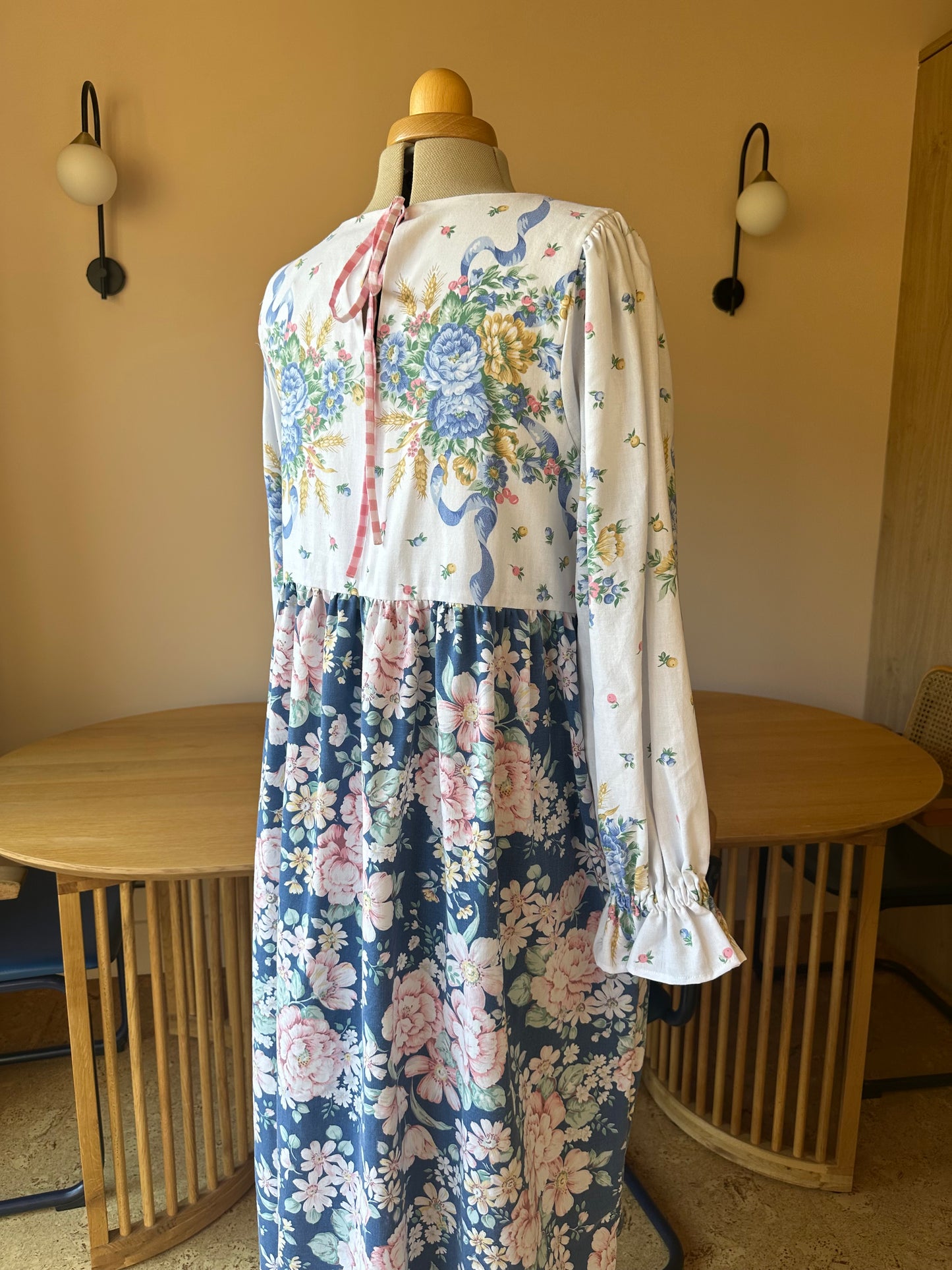 SAMPLE SALE 60% Off - Blue and White Floral Carrie-Ann Dress Size 2 (UK 10-12)