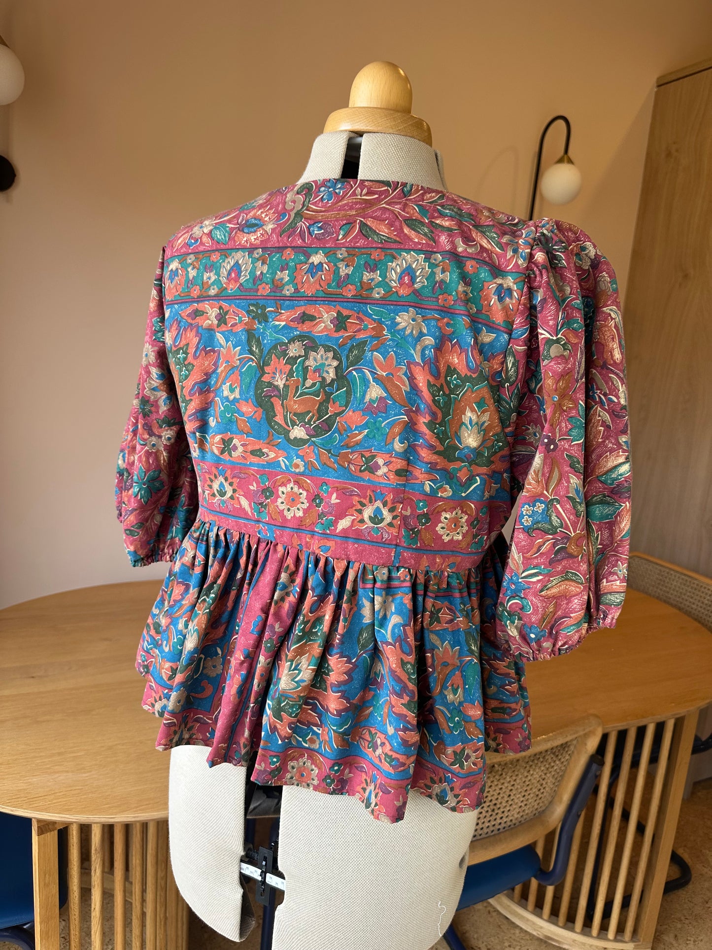 SAMPLE SALE 50% Off - Folky Print Tie Front Top Size 3 (UK 14-16)