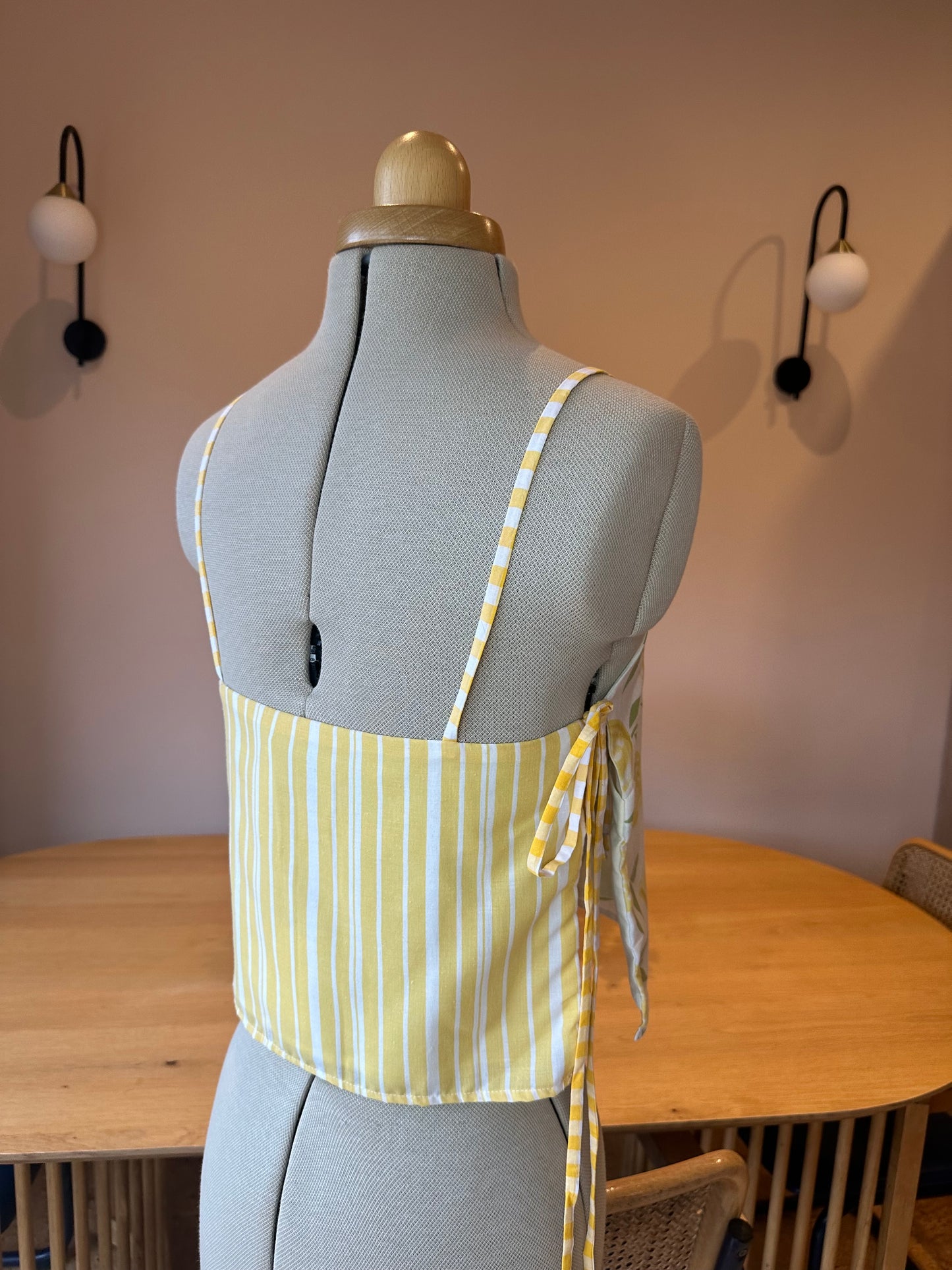 SAMPLE SALE 50% off - Yellow Lemon/Stripe Tie Side Cami Size 1 (UK 6-8)